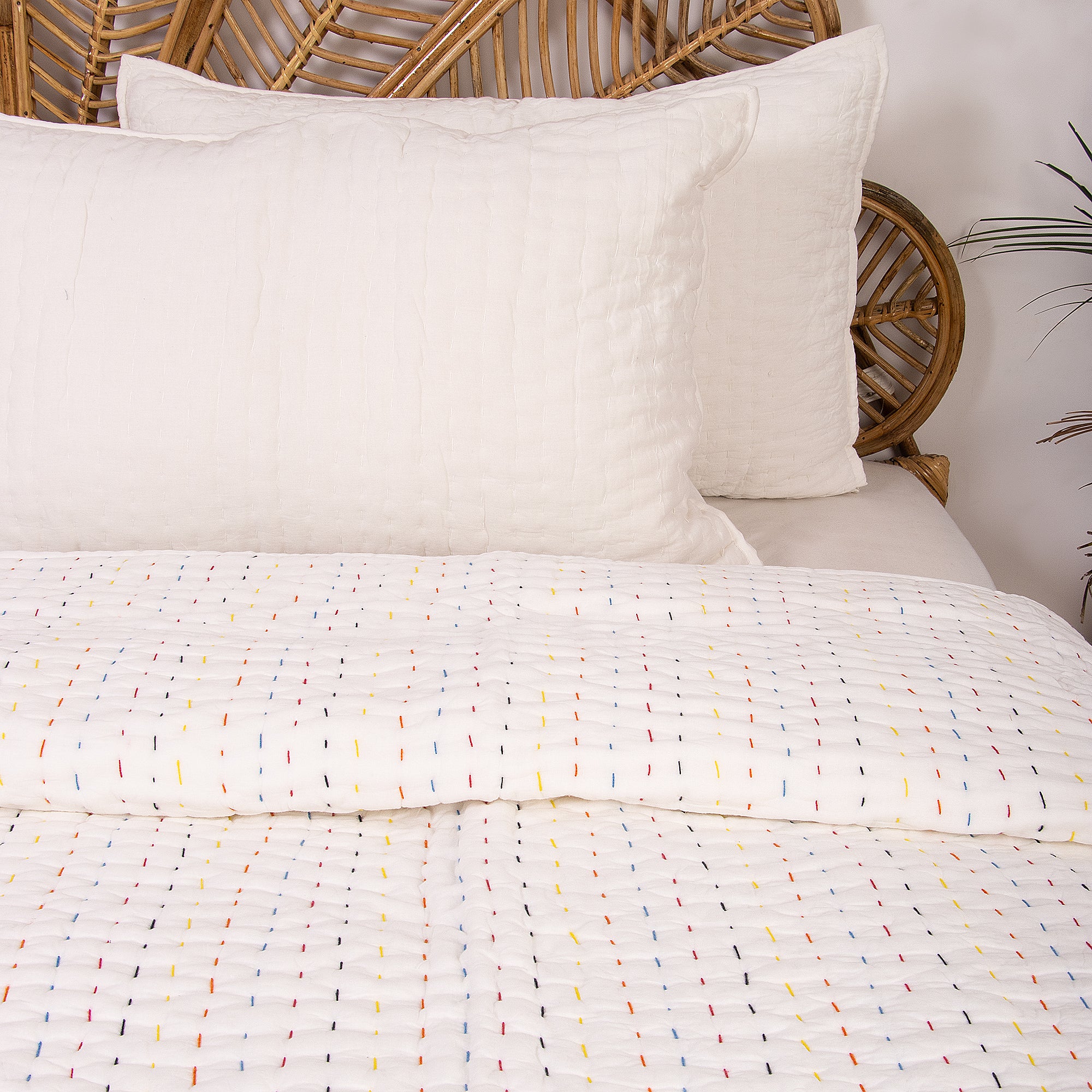 Kantha Quilt Hand Stitched Cotton Blankets