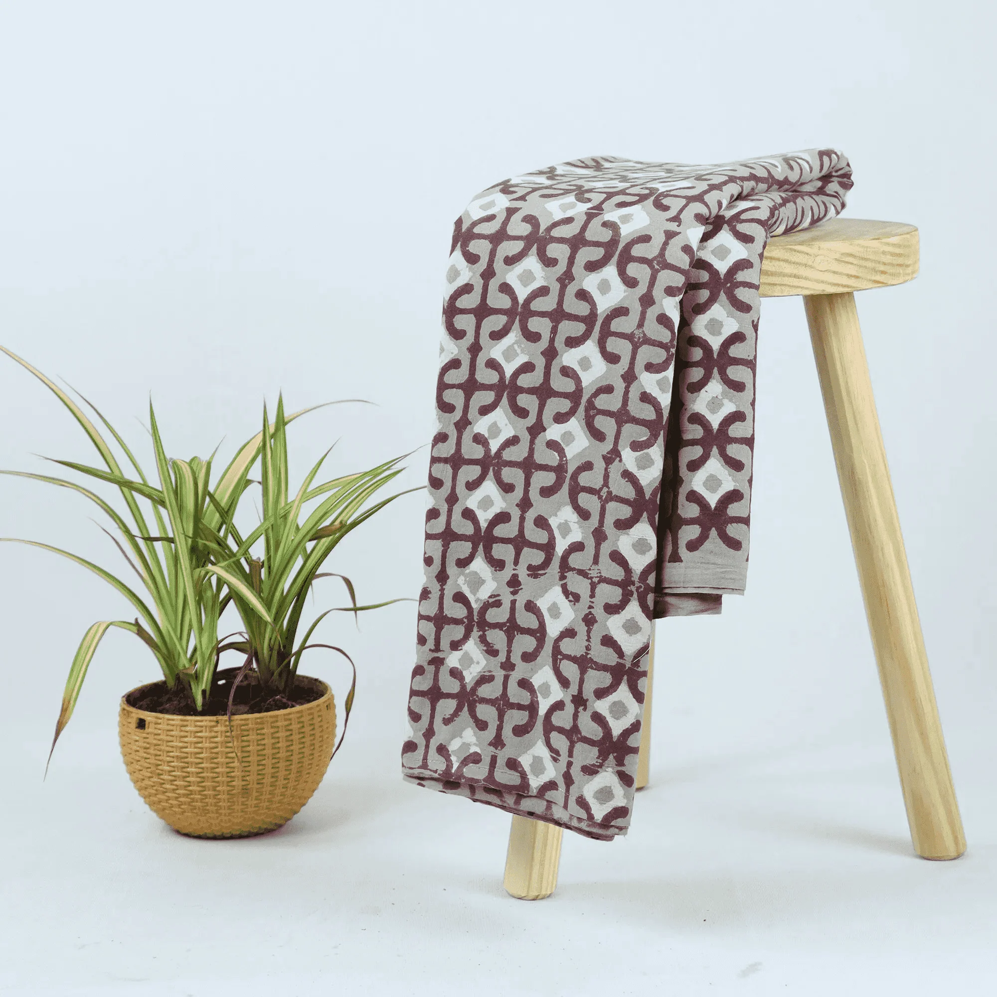 Geometrical Block Print Kashish Pure Cotton Fabric for Home Curtains