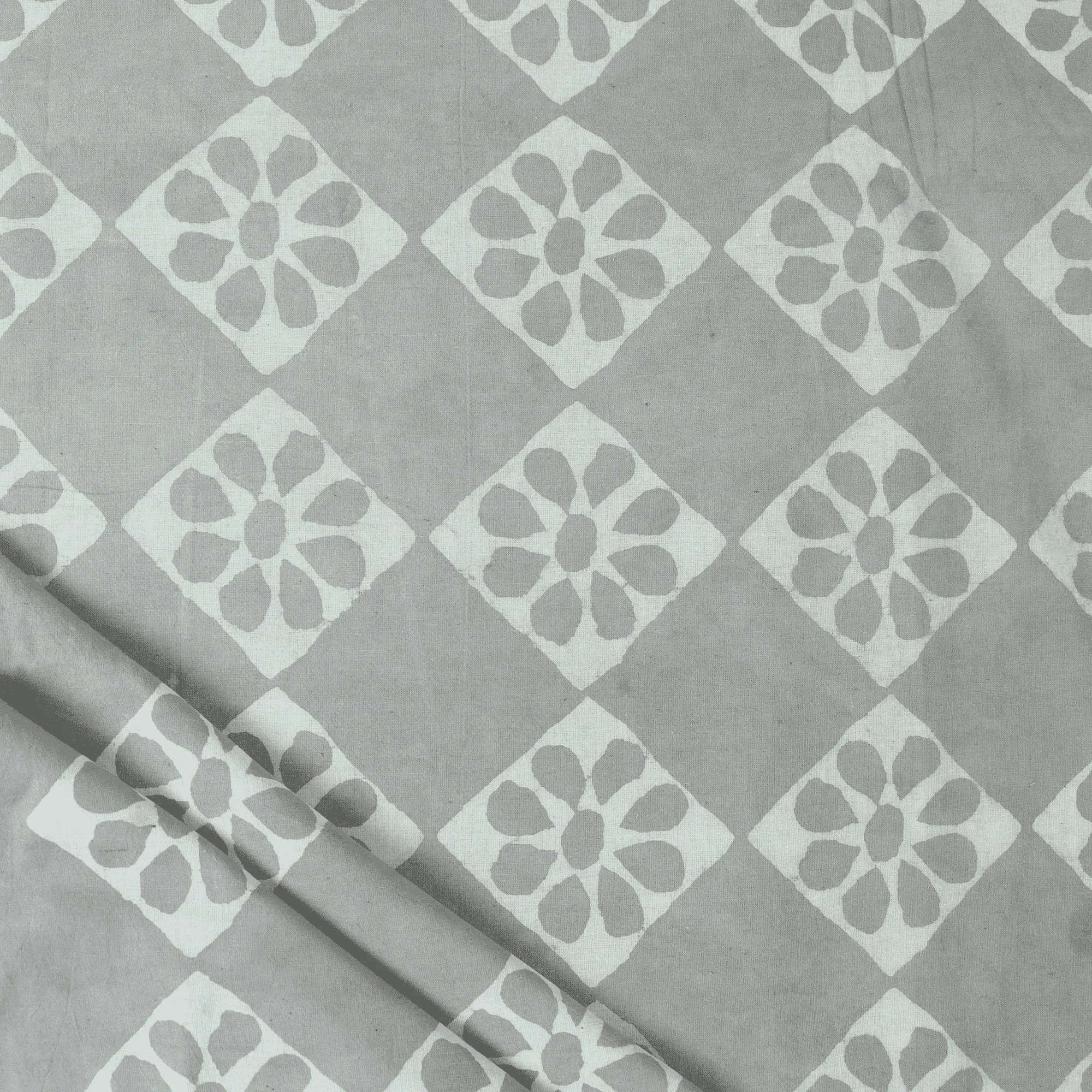 Modern Block Printed Handmade Floral Pure Cotton Sewing Fabric Cloth