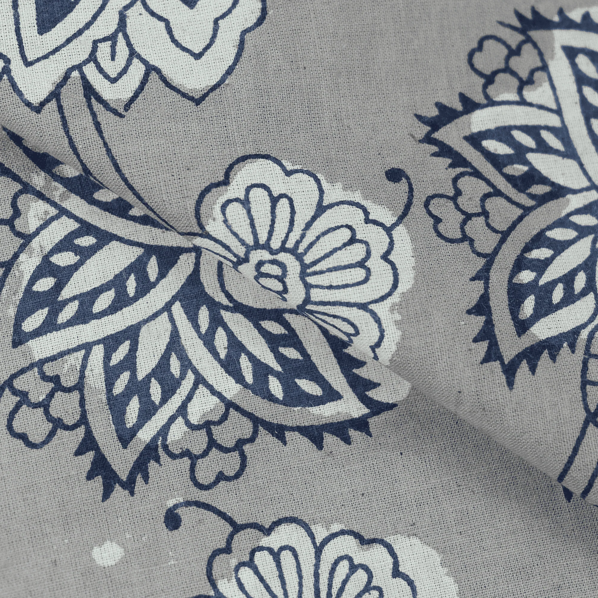 Floral Indian Hand Printed Pure Cotton Mud Resist Kashish Fabric Cloth - Image 5