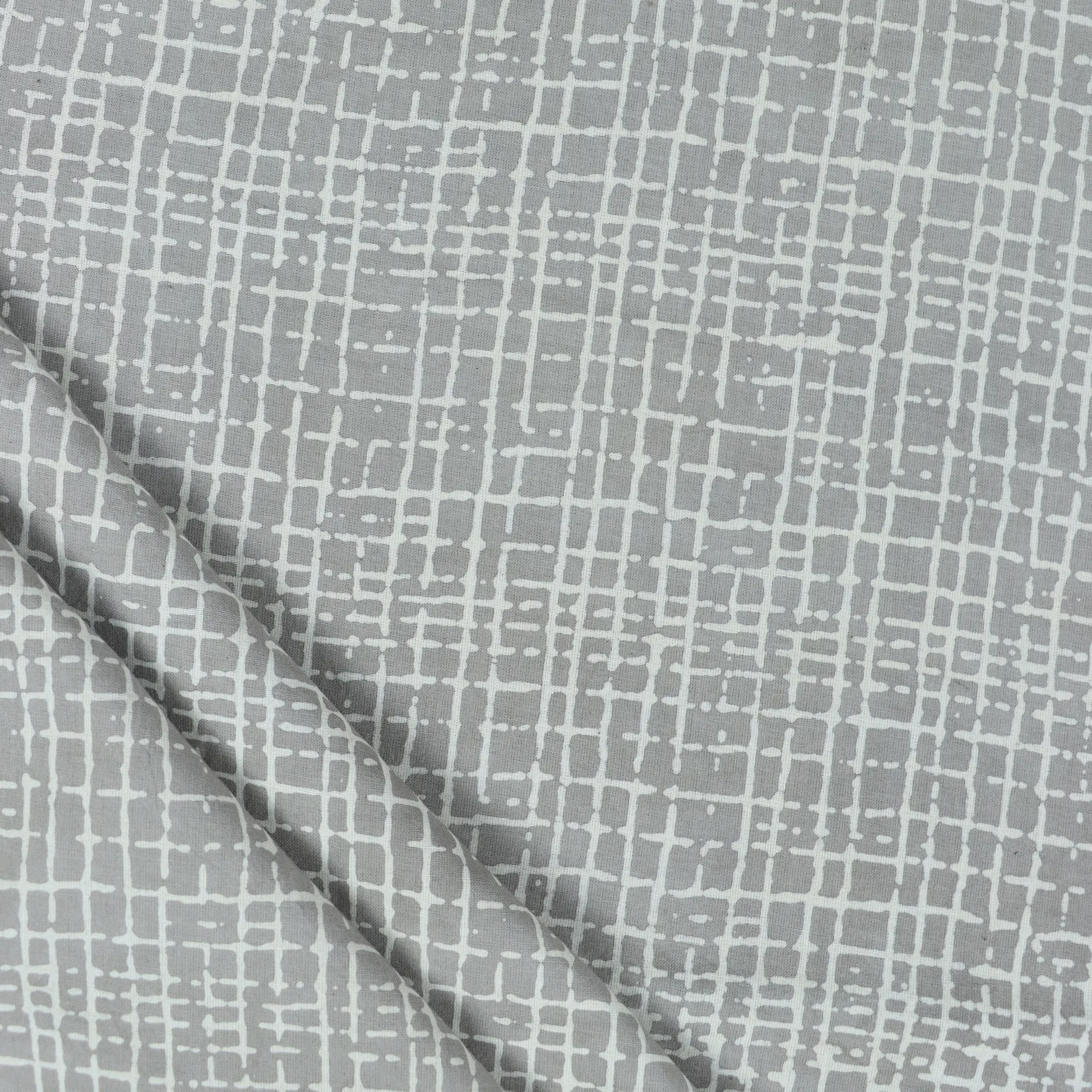 Kashish Hand Block Checked Printed Cotton Dress Fabric for Women's - Image 3