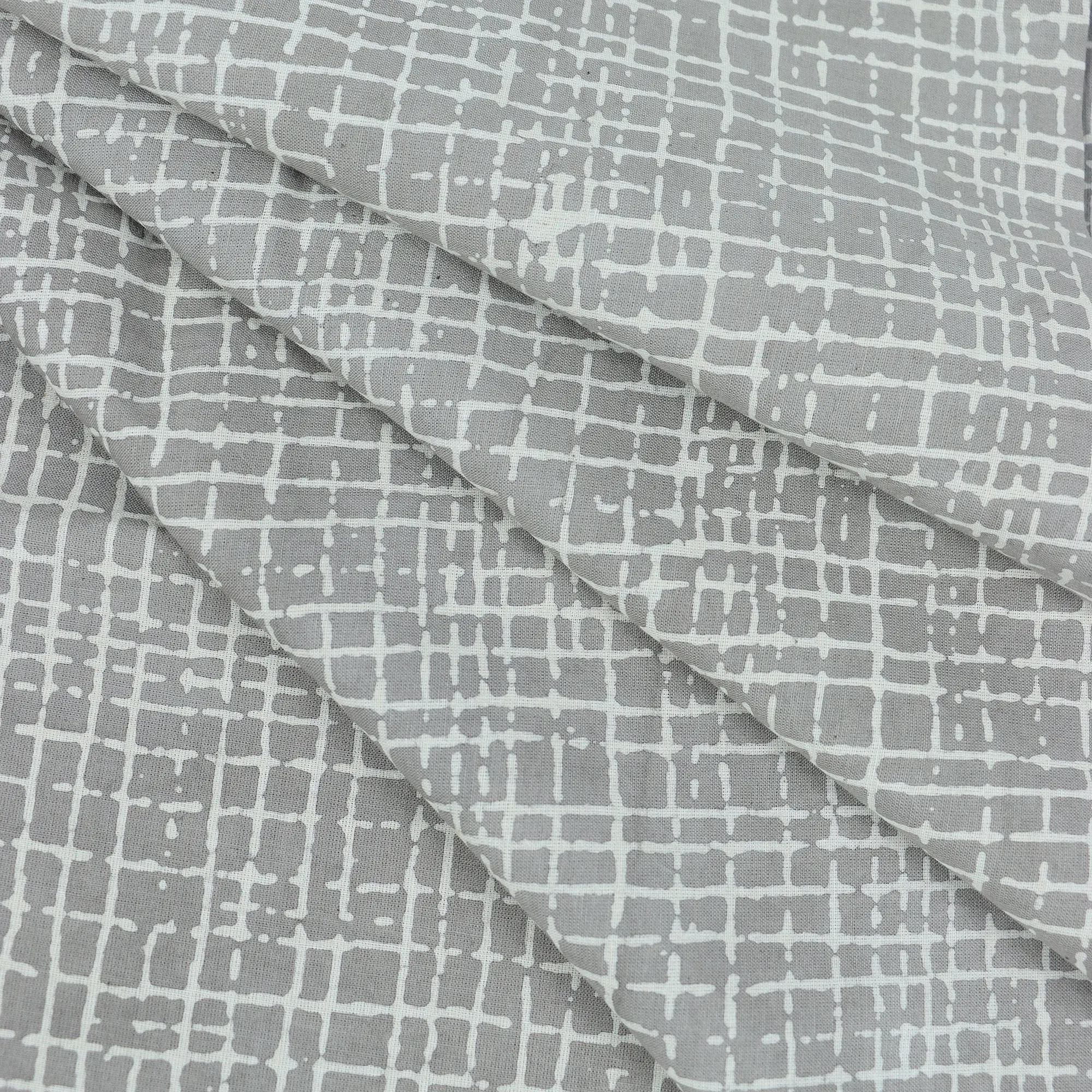 Kashish Hand Block Checked Printed Cotton Dress Fabric for Women's - Image 5
