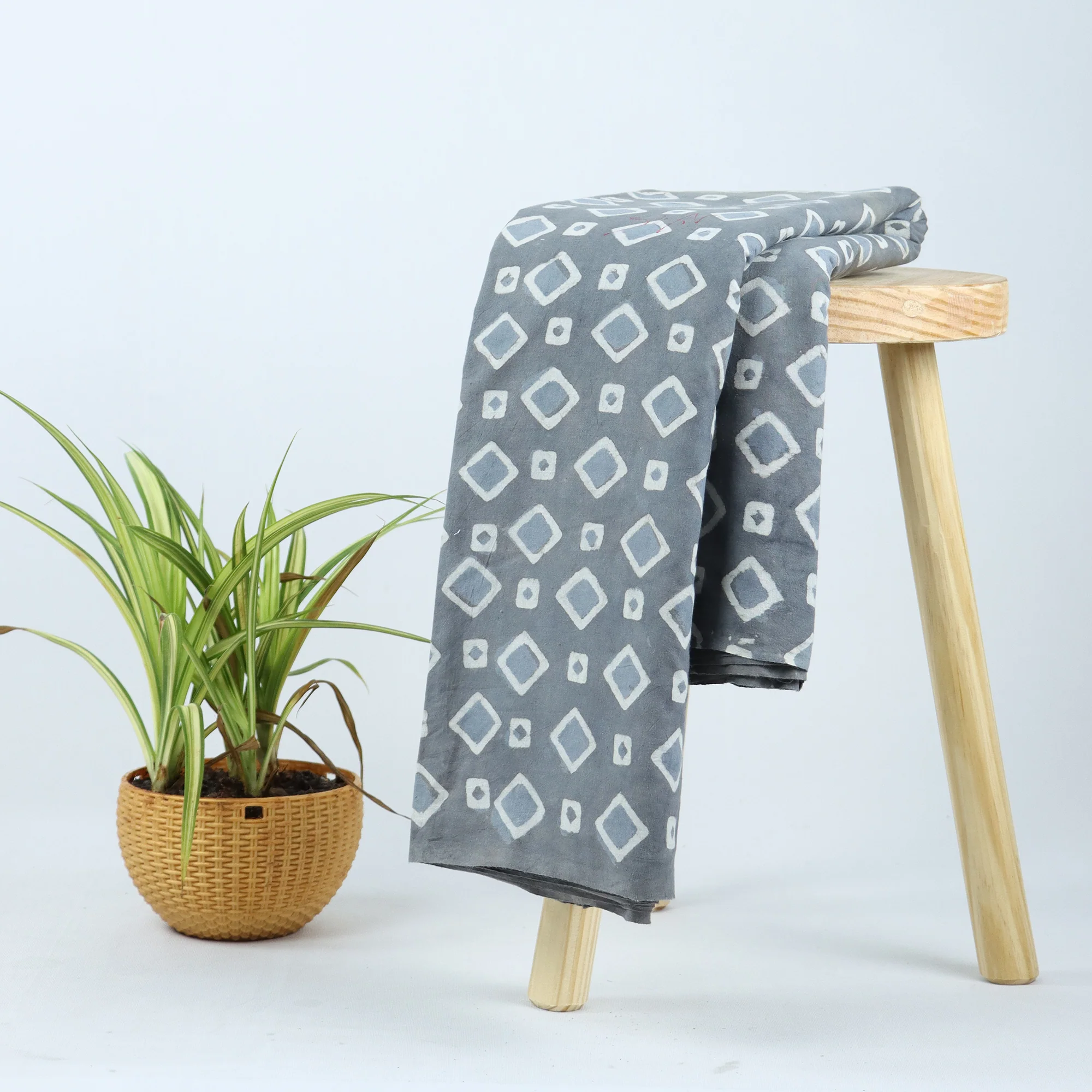 Geometrical Square Block Print Pure Cotton Kashish Fabric Cloth