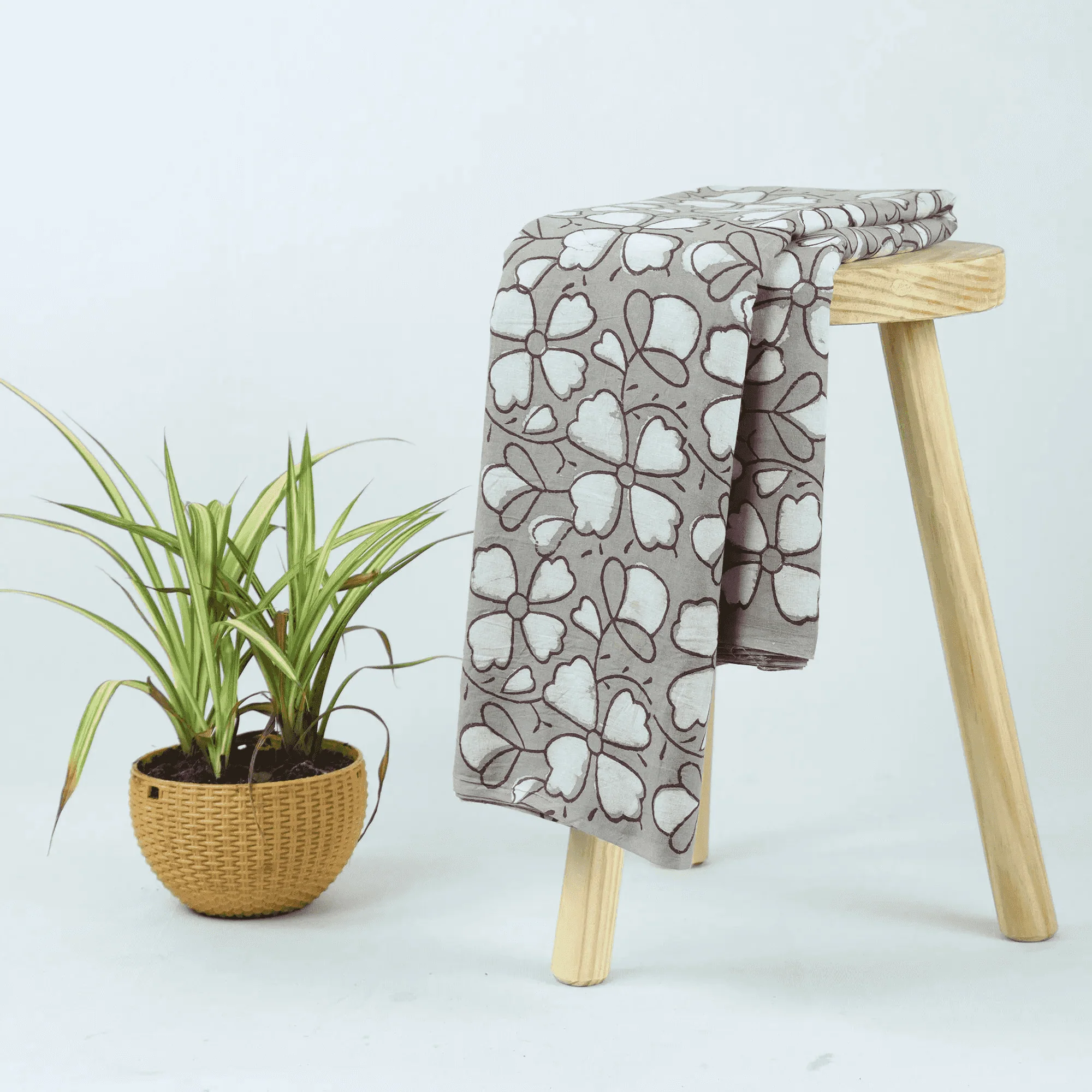Stunning Indian Hand Block Printed Pure Cotton Floral Kashish Woven Fabric