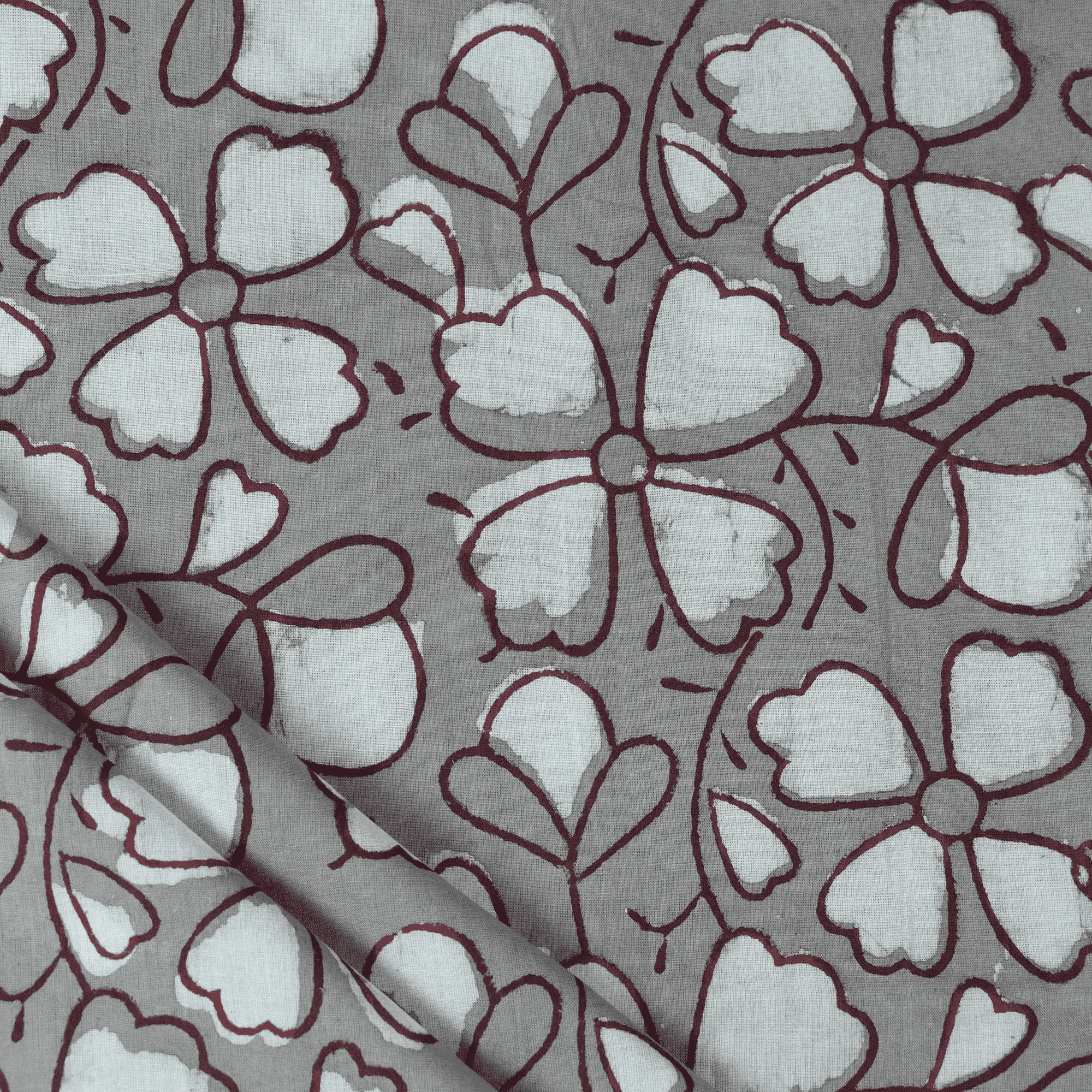 Stunning Indian Hand Block Printed Pure Cotton Floral Kashish Woven Fabric - Image 2