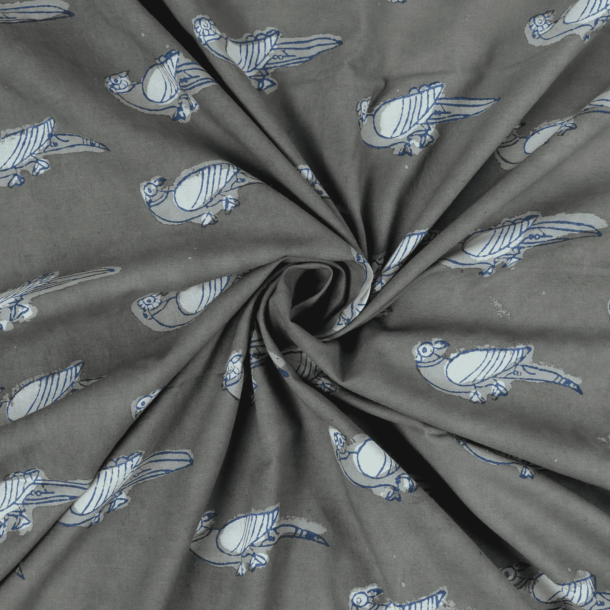 Bird Print Pure Cotton Indian Hand Printed Kashish Fabric for Girls Top - Image 4