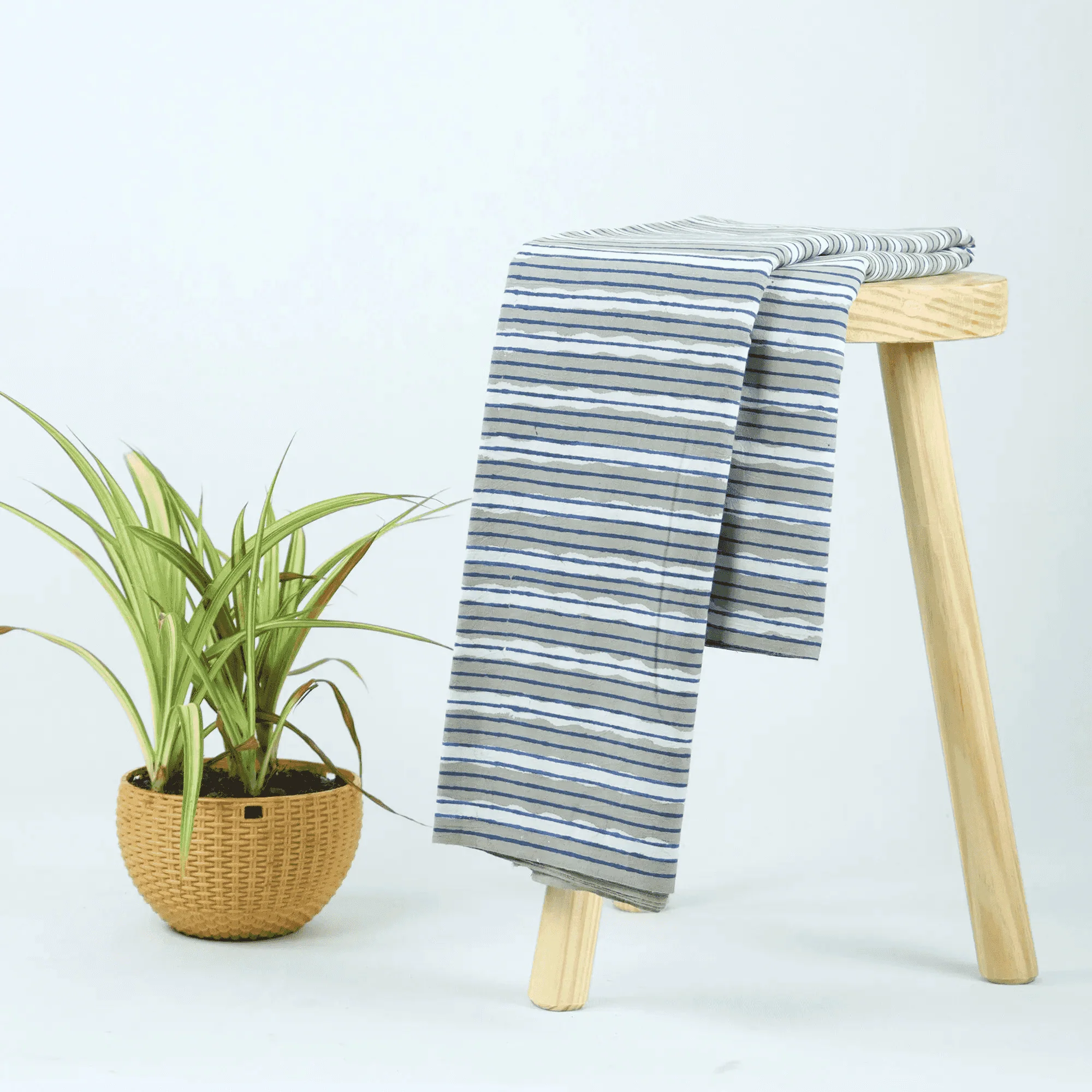 Classic Multi Color Handmade Striped Kashish Pure Cotton Block Print Fabric for Napkin Fabric - Image 2