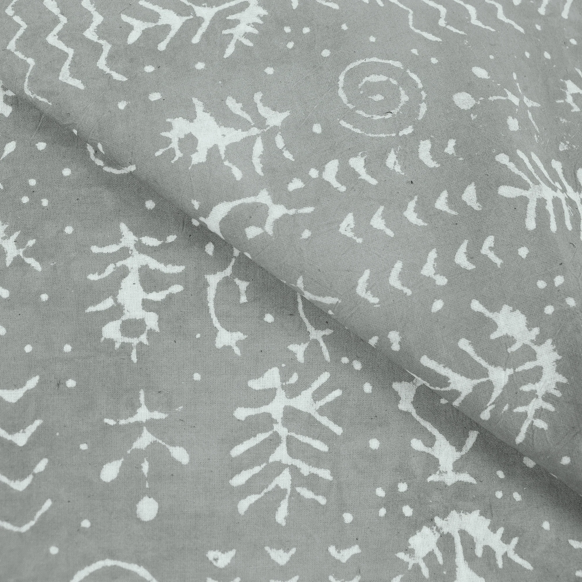 Traditional Indian Hand Block Print Pure Cotton Gray Kashish Soft Dress Material Fabric - Image 5