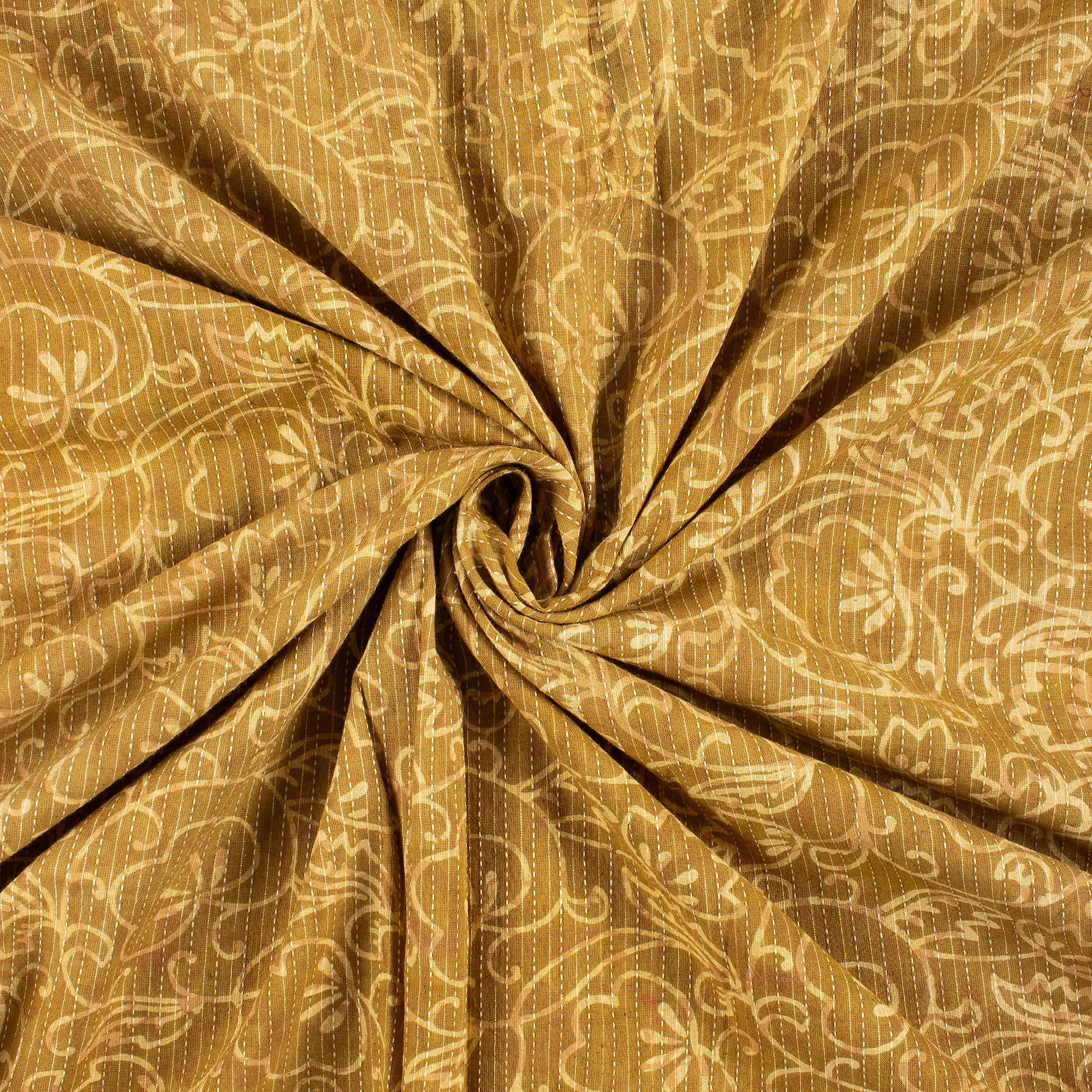 Dabu Floral Hand Printed Kantha Fabric - Image 2
