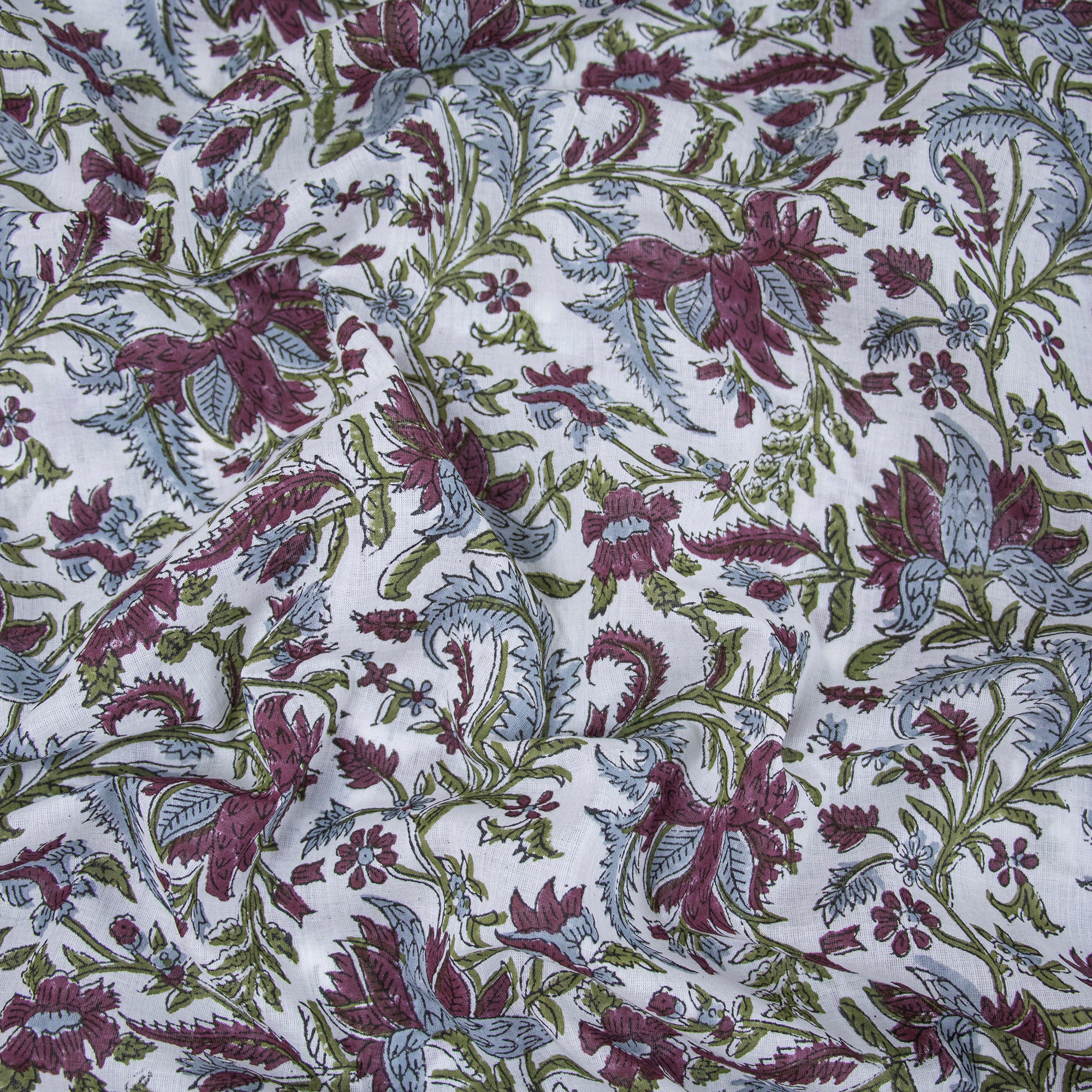 Organic Indian Hand Blocked Floral Pure Cotton Summer Dress Fabric