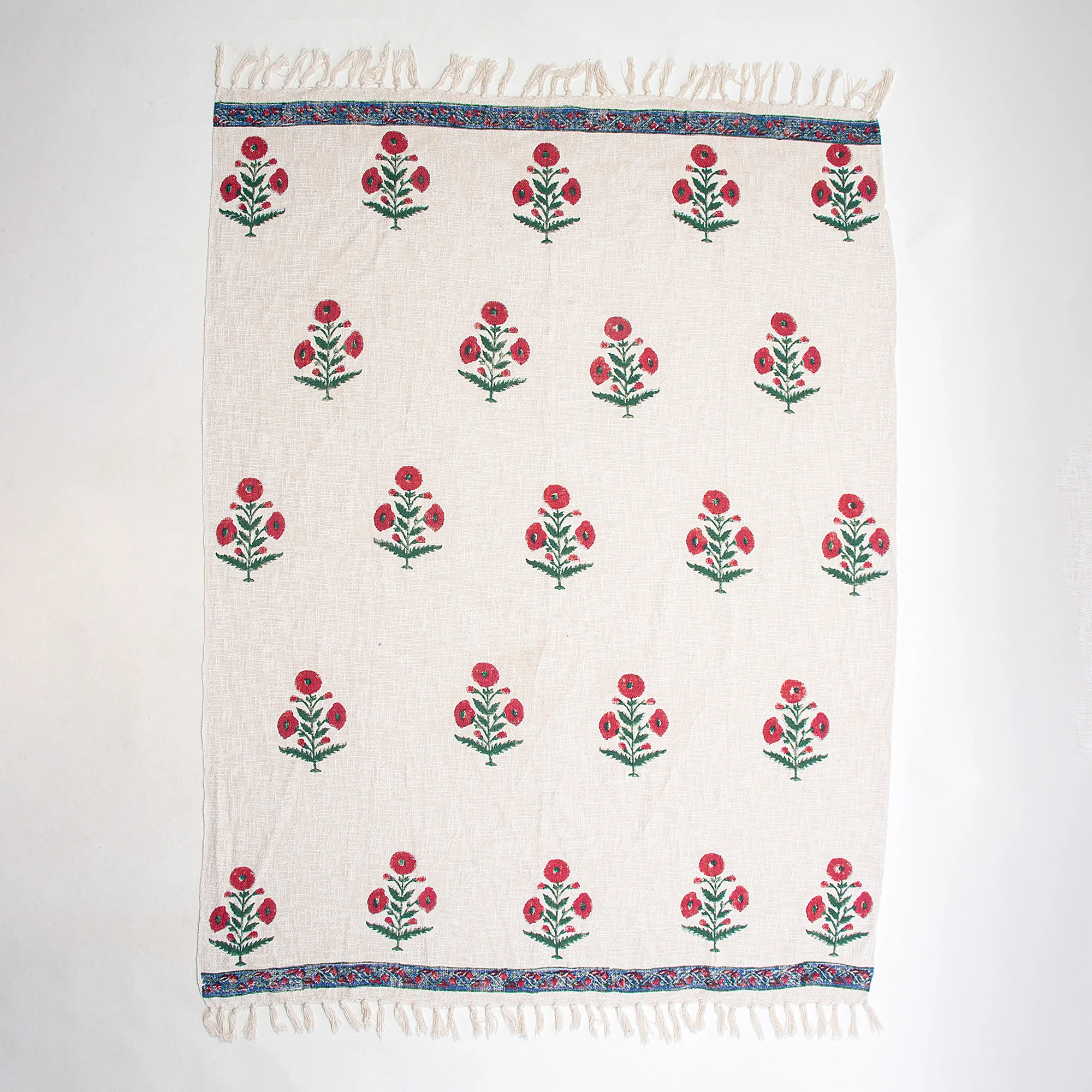 Block Printed Maroon Floral Handmade Cotton Throws - Image 5