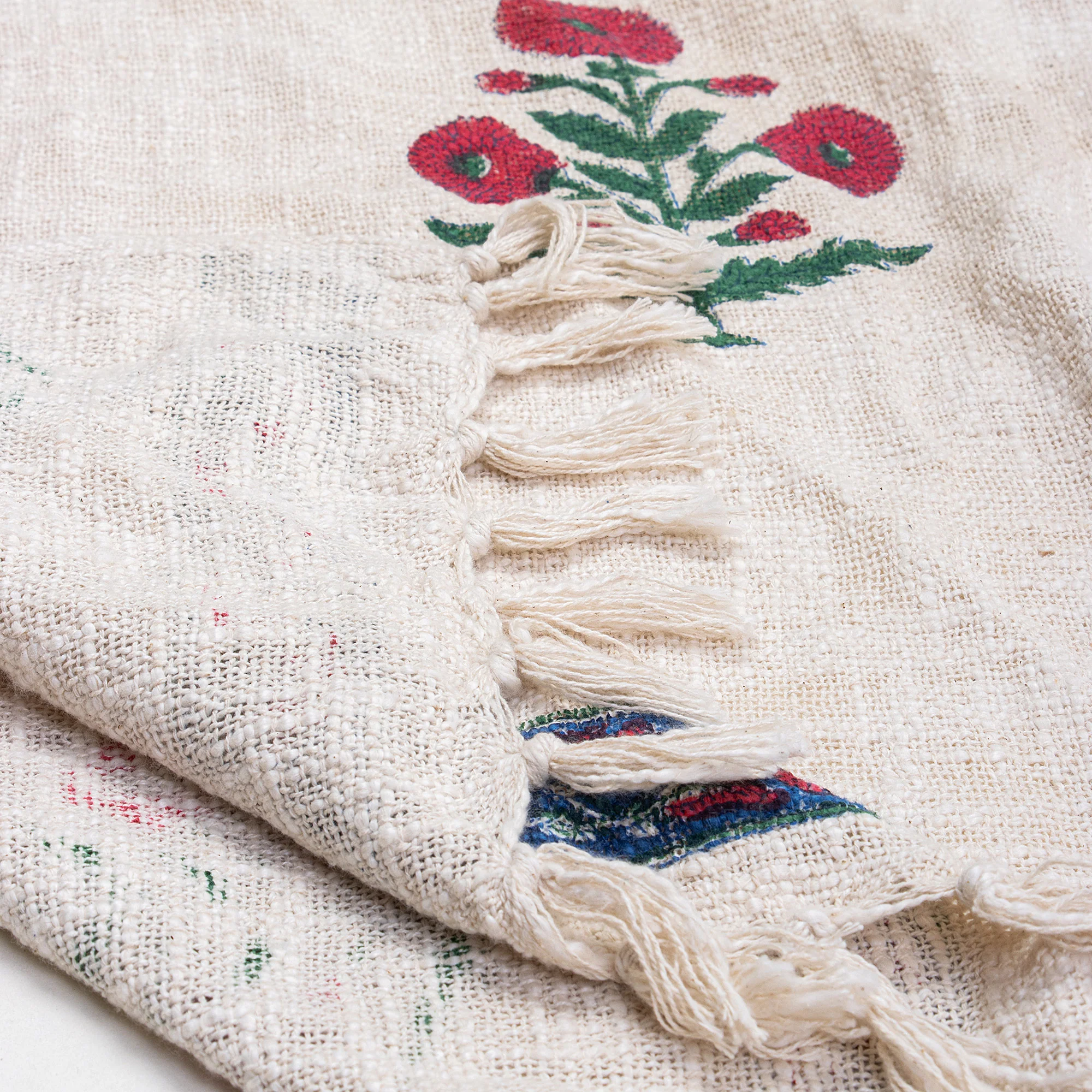 Block Printed Maroon Floral Handmade Cotton Throws - Image 6