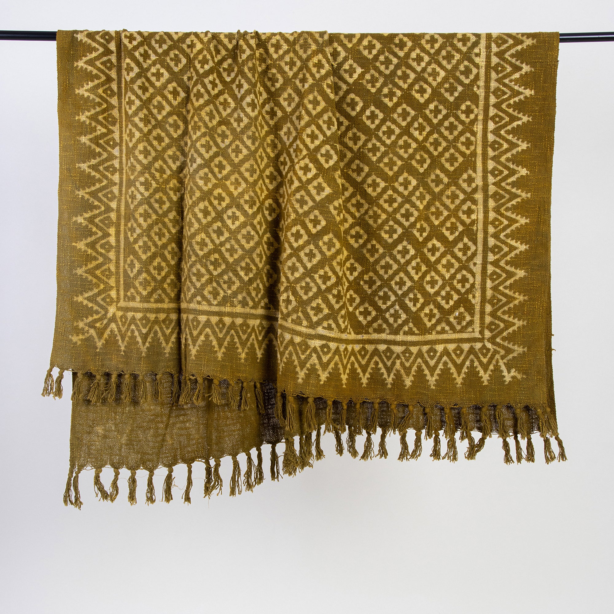 Organic Handmade Block Printed Cotton Yellow Throw Blanket for Bedroom - Image 6