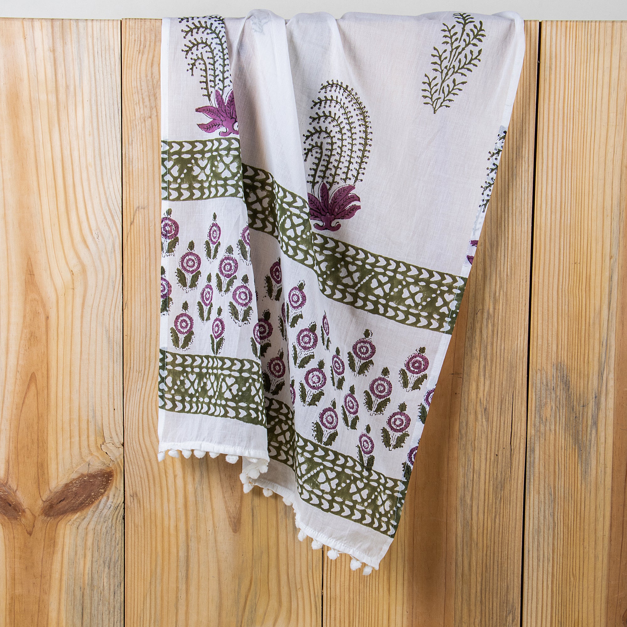 Indian Floral Handmade Block Printed Women's Cotton Scarves - Image 5