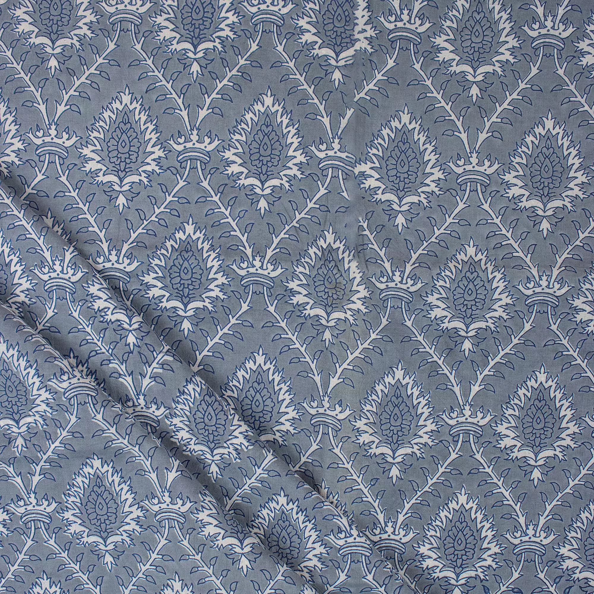 Block Printed Cotton Kahish Fabric For Clothing