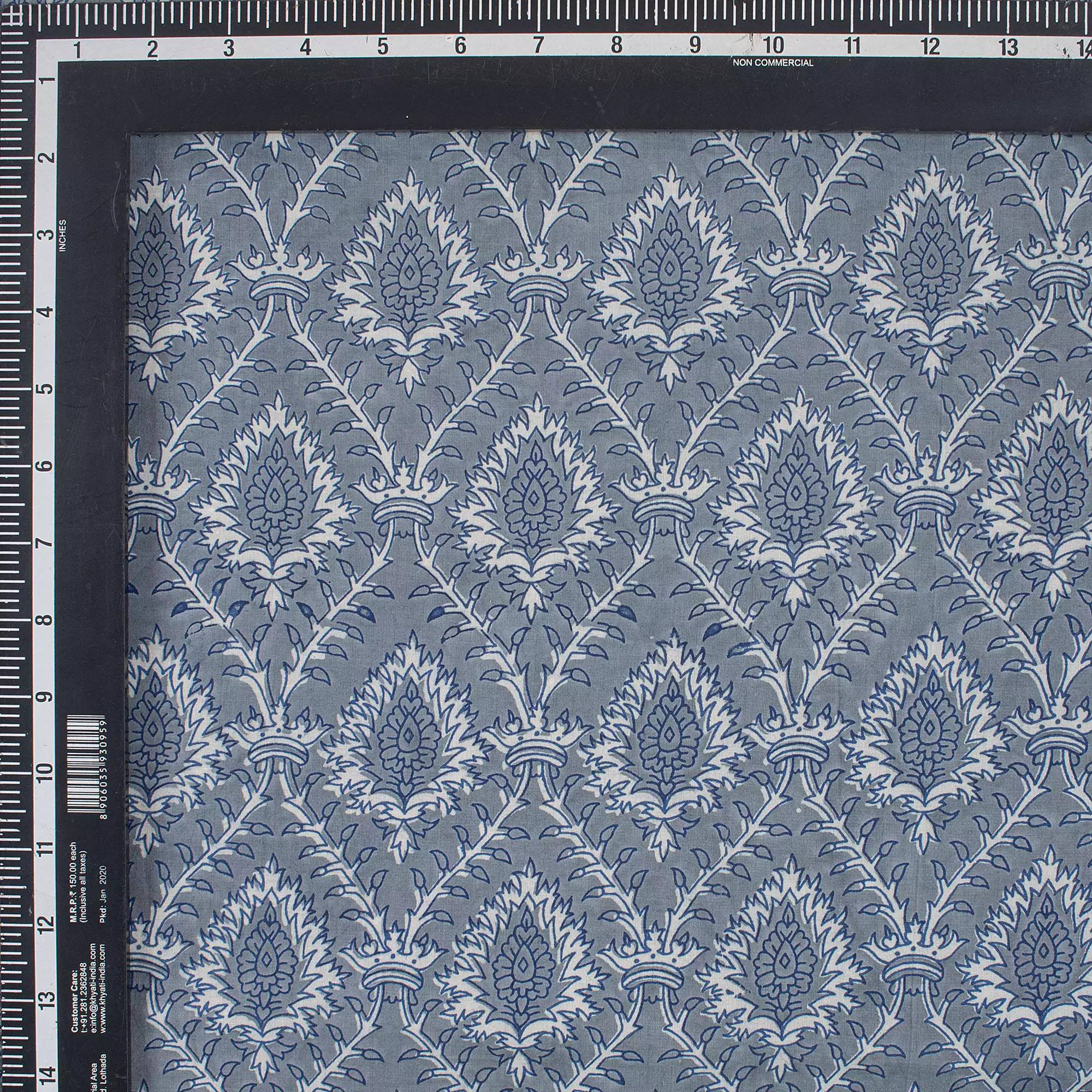 Block Printed Cotton Kahish Fabric For Clothing - Image 3