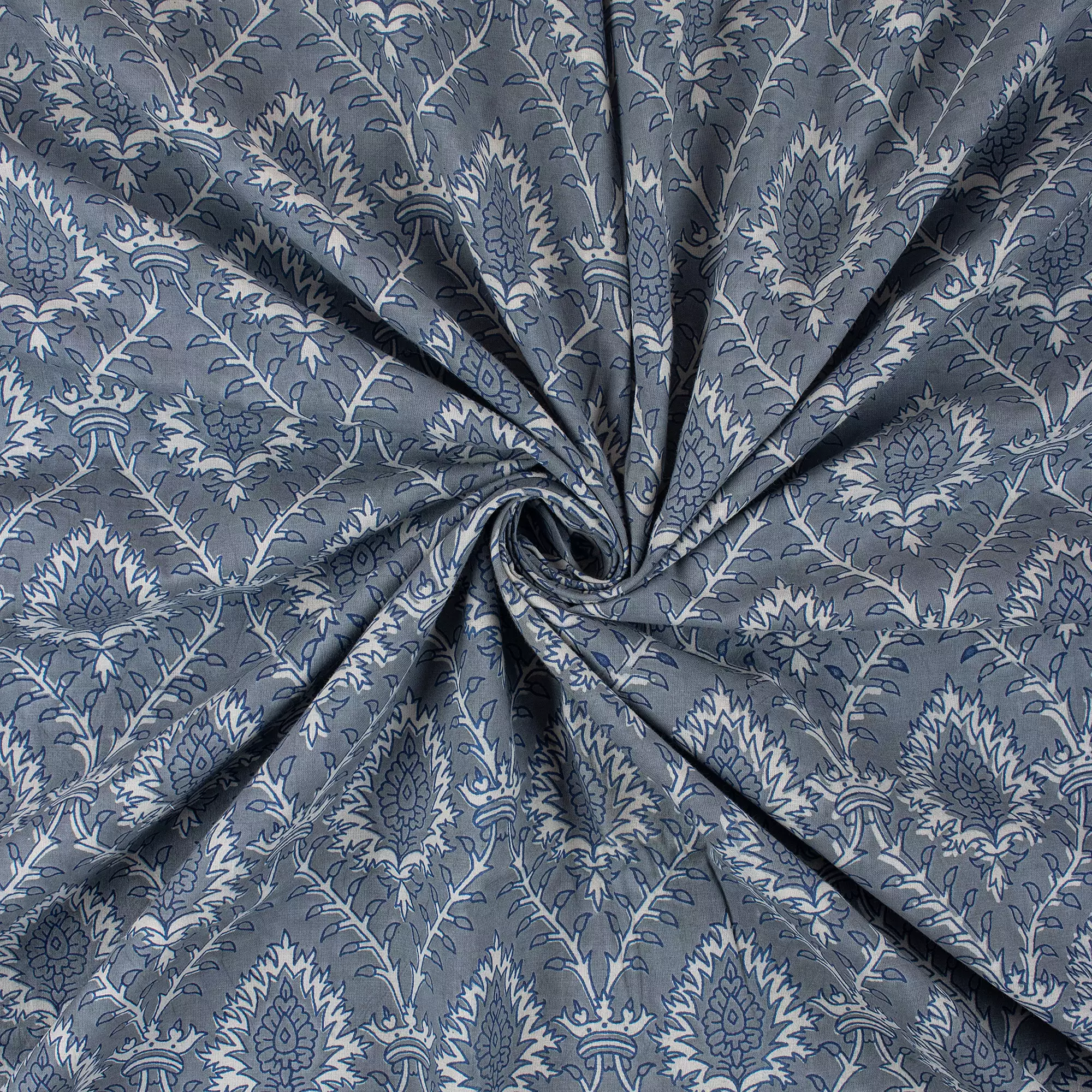 Block Printed Cotton Kahish Fabric For Clothing - Image 4