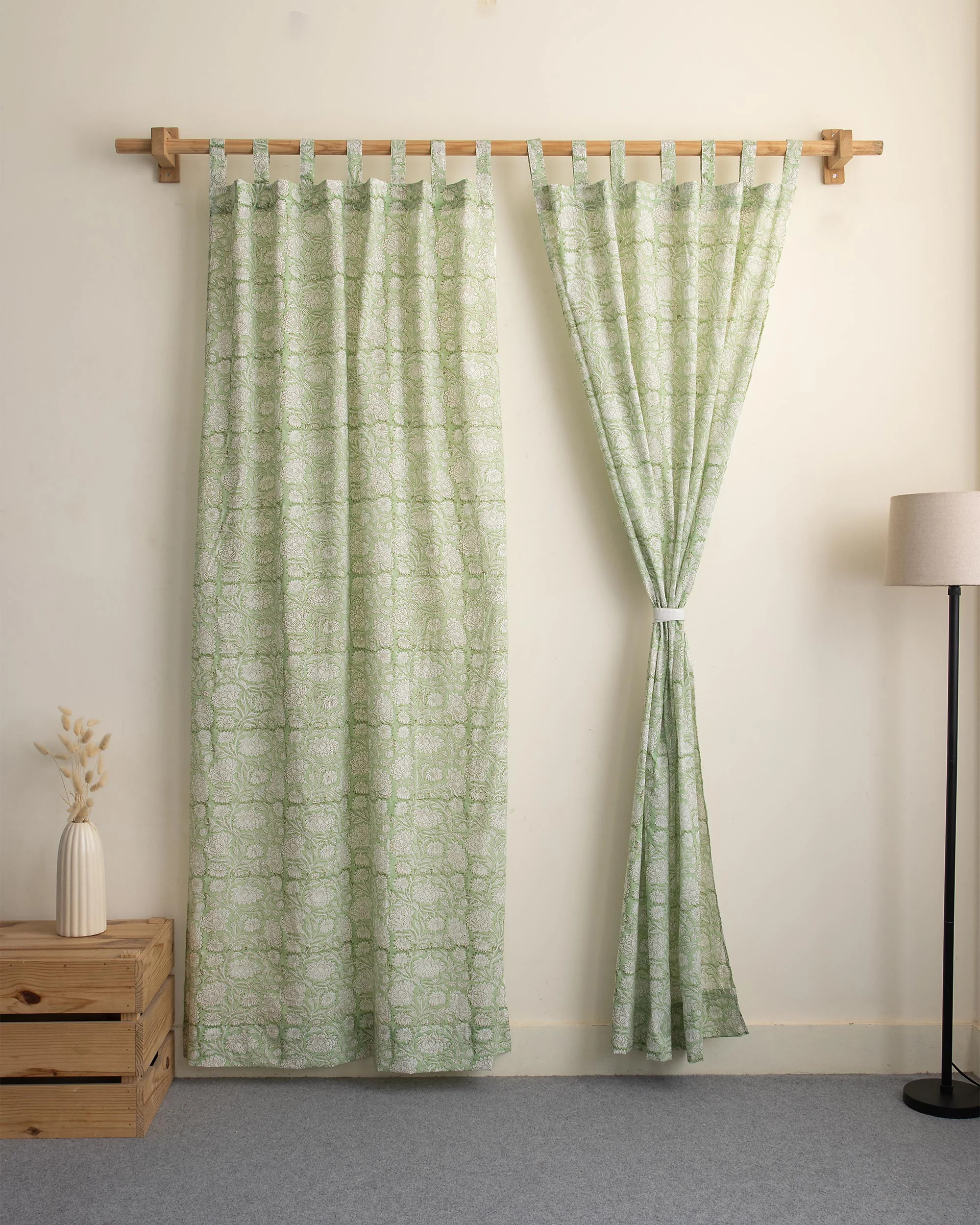 Leaf Block Printed Organic Cotton Curtains - Image 3