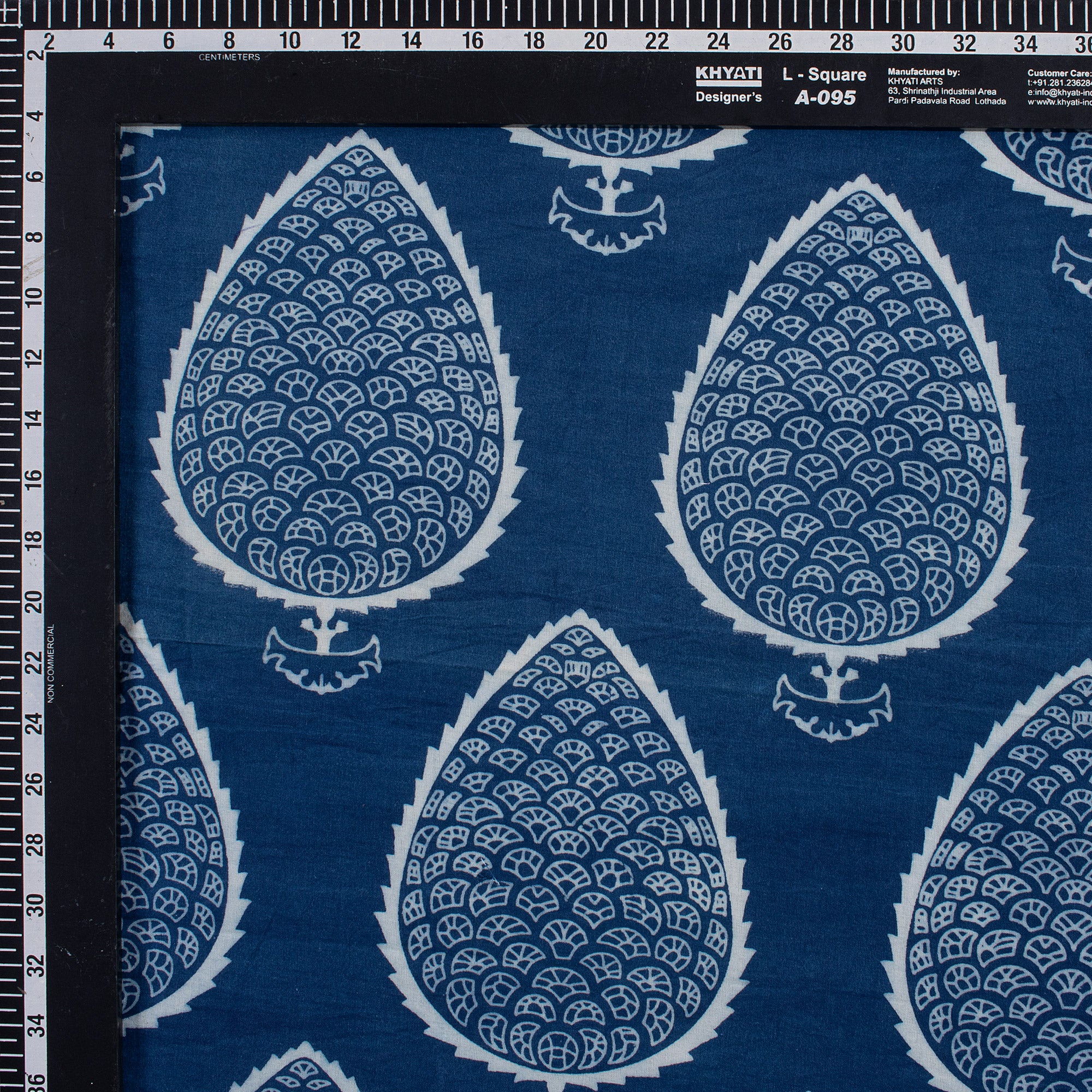 Leaf Hand Block Printed Indigo Fabric - Image 4