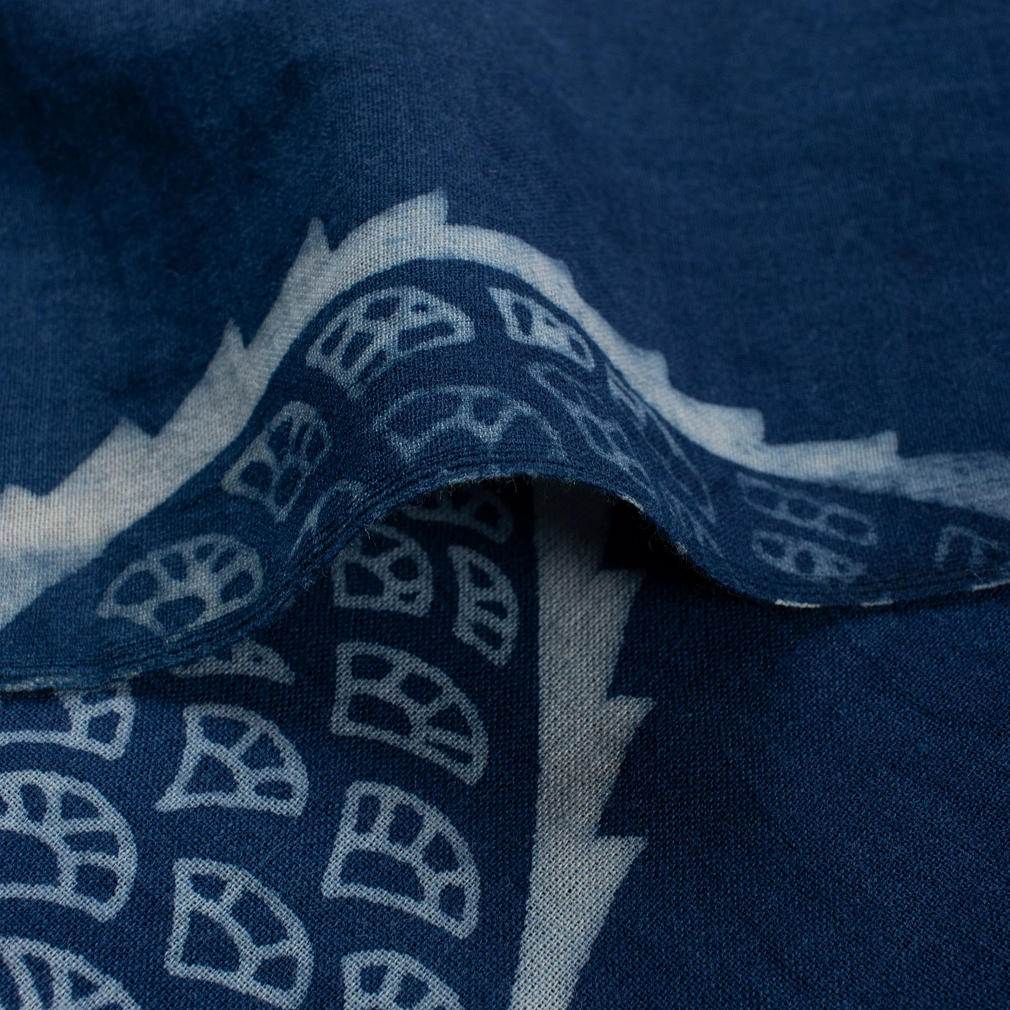 Leaf Hand Block Printed Indigo Fabric - Image 5