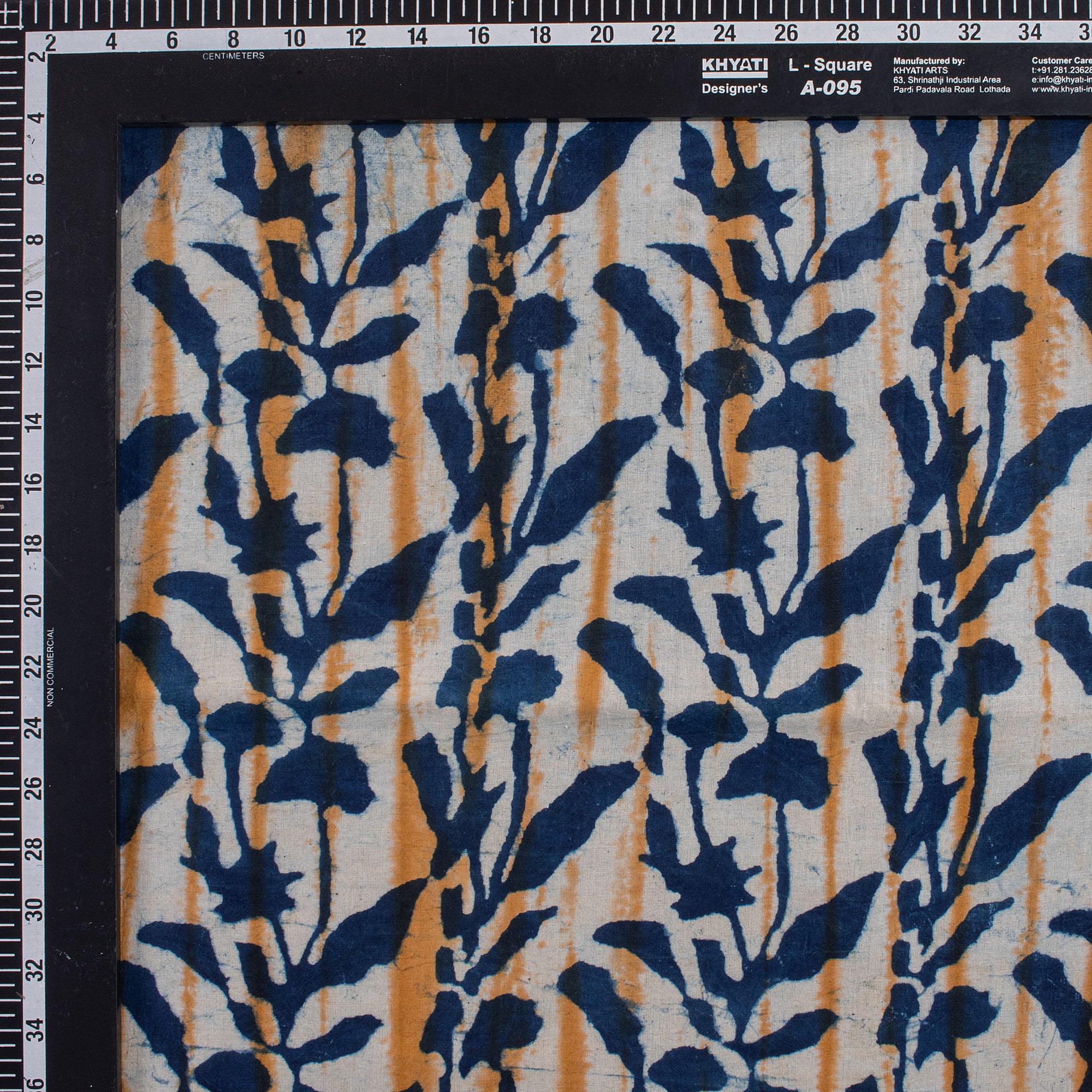 Leaf Hand Block Printed Organic Indigo Fabric - Image 4