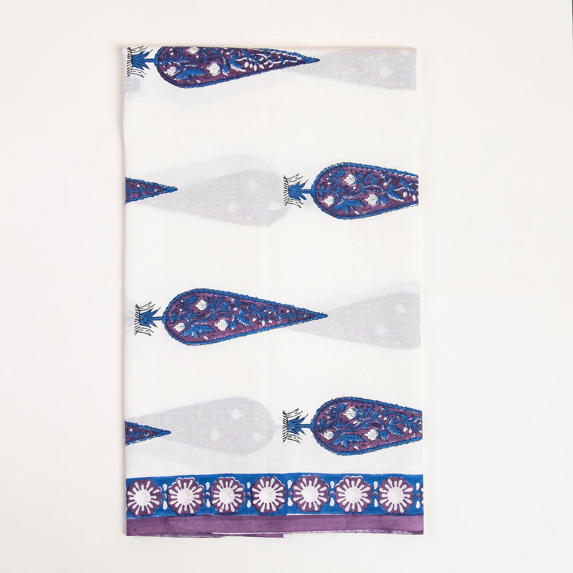 Hand Block Leaf Printed Cotton 3 PC Unstitched Suit Set Kota Doria Dupatta - Image 5