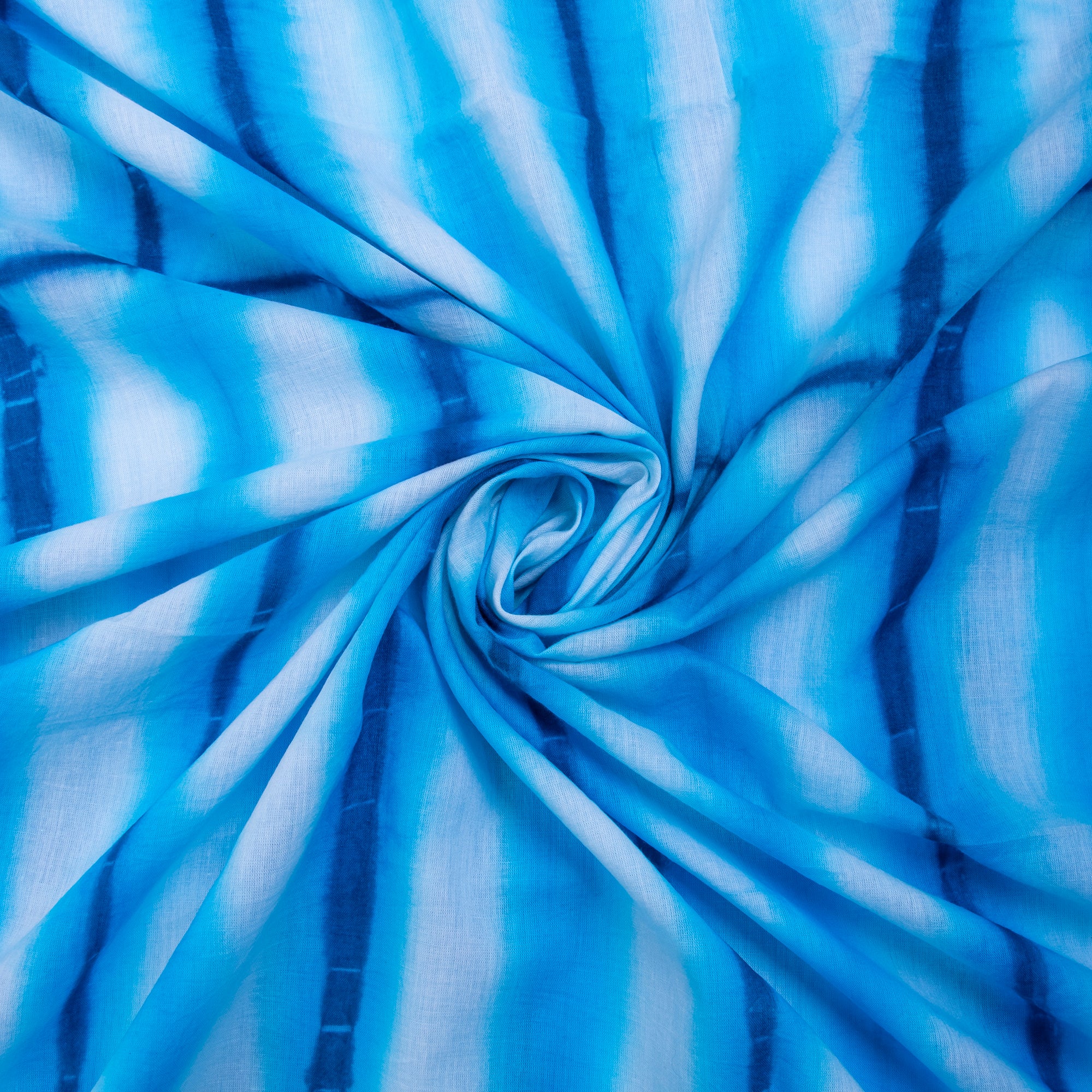 Natural Dyed Blue Striped Tie Dye Pure Cotton Fabrics - Image 3