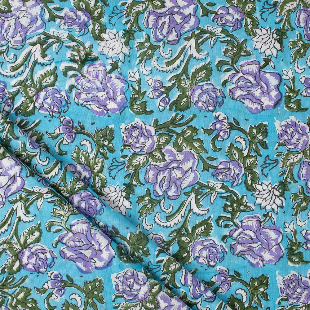 Light Weighted Floral Hand Block Printed Fabric