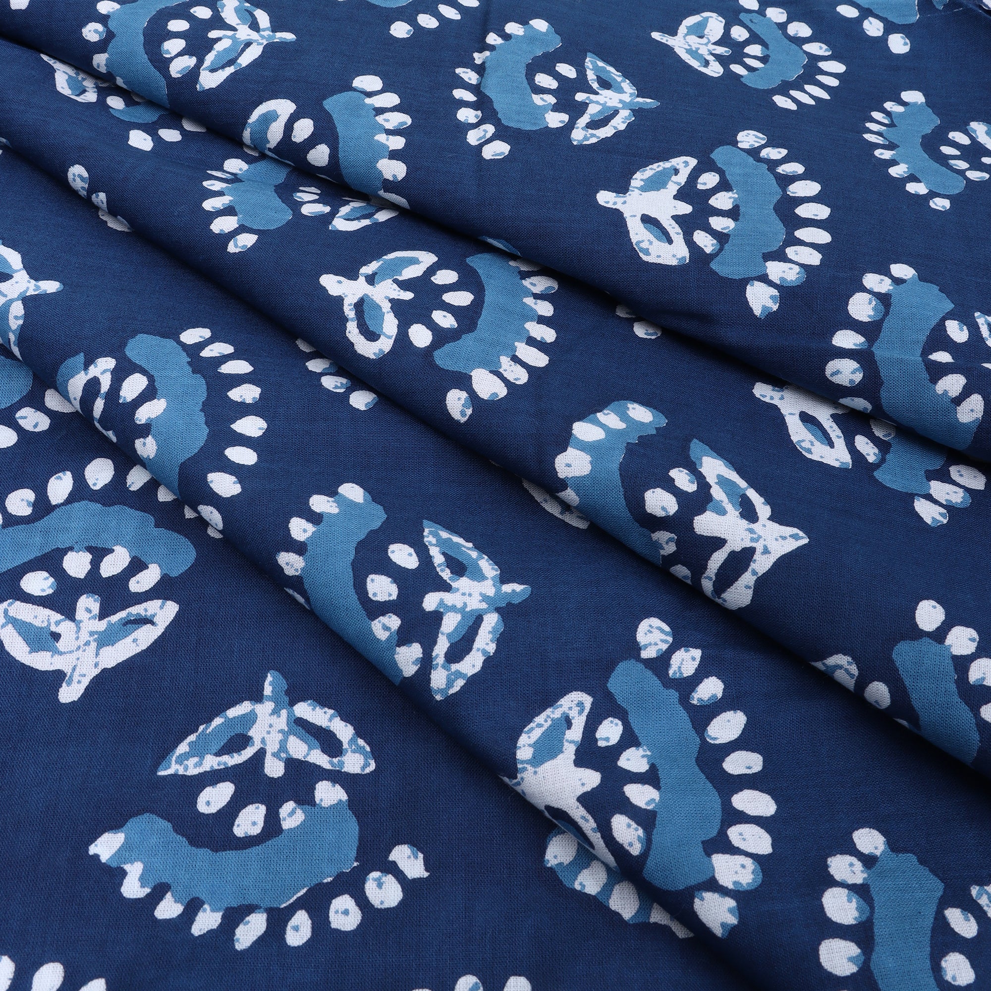 Light Weighted Floral Dabu Hand Block Print Fabric - Image 4