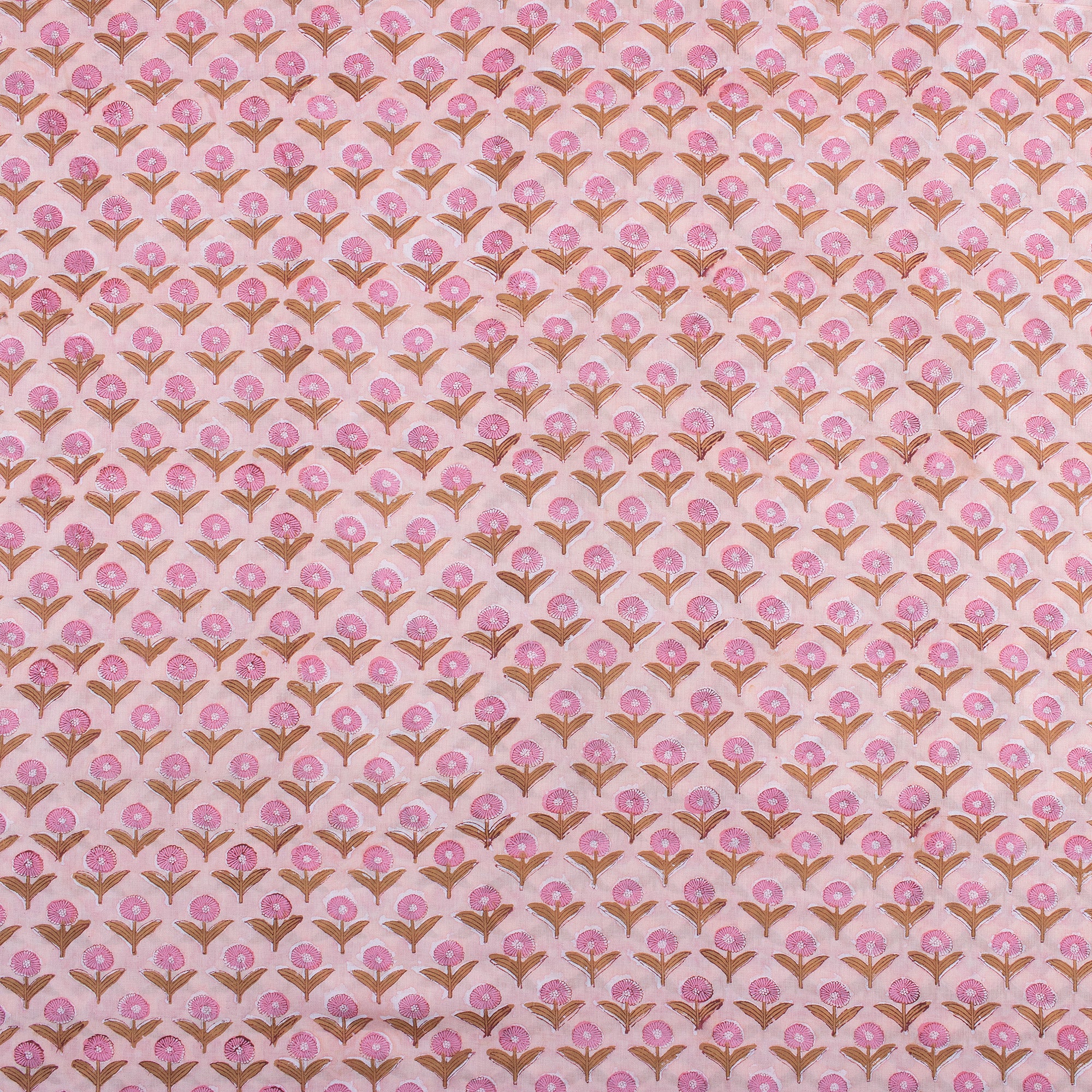 Light Weighted Floral Hand Block Printed Fabric - Image 4