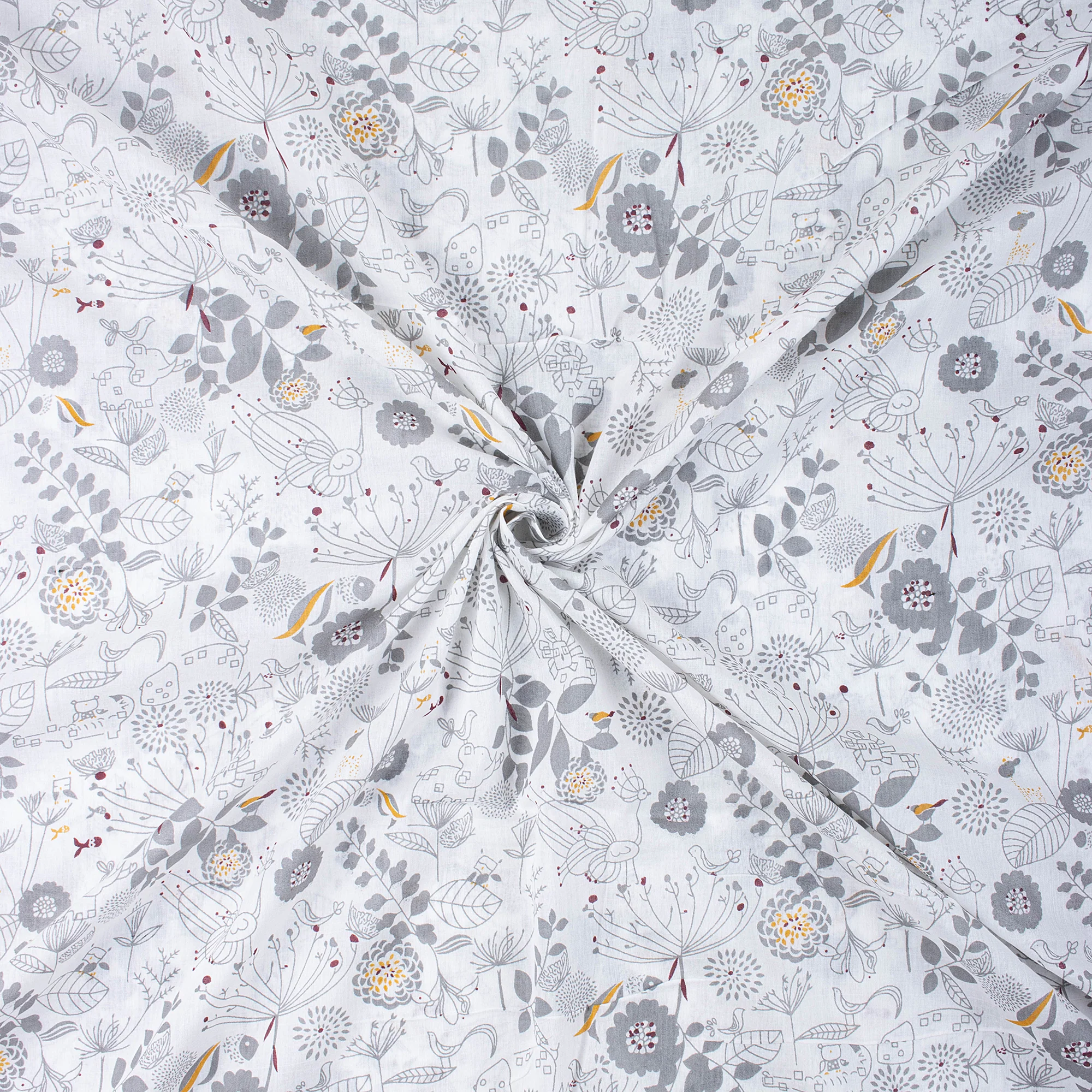 Light Weighted Floral Hand Block Printed Fabric - Image 4