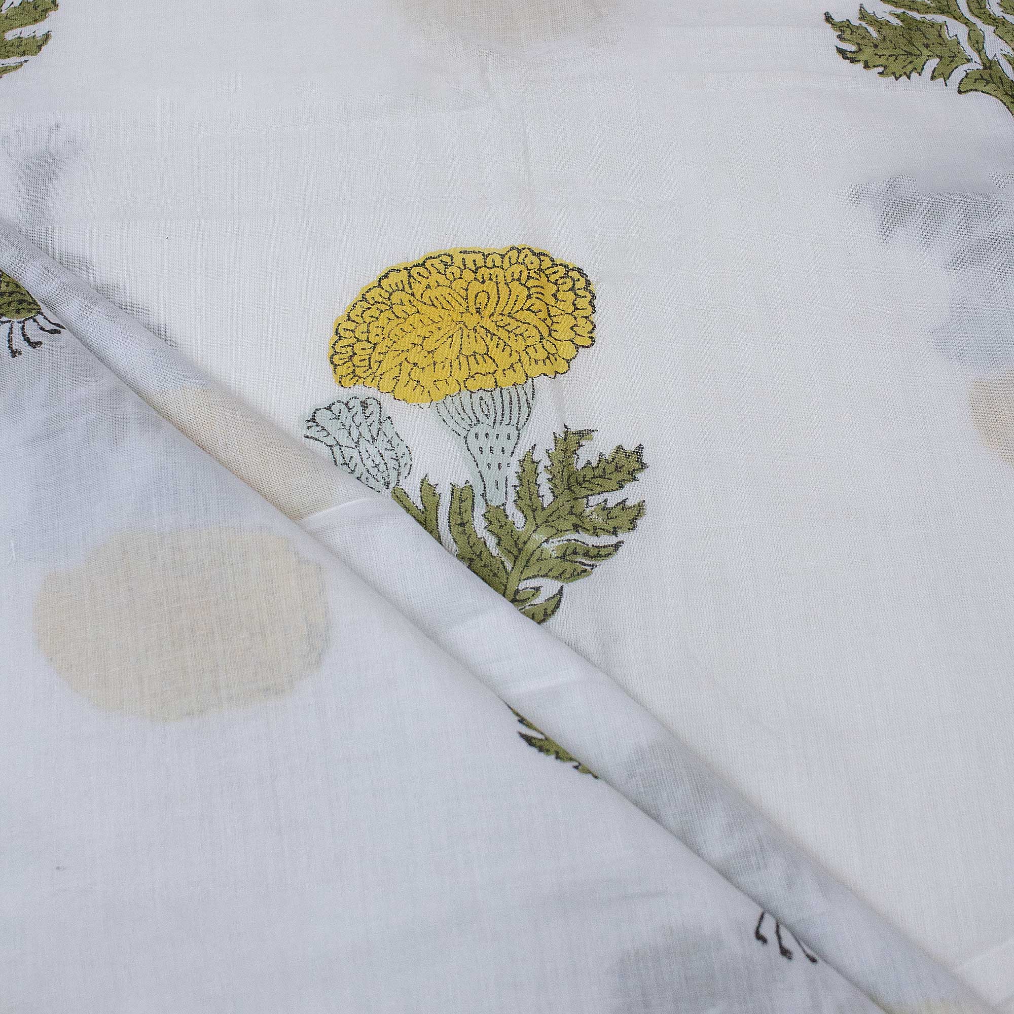 Luxurious Floral Hand Blocked Indian Pure Cotton Dress Material Fabric - Image 2
