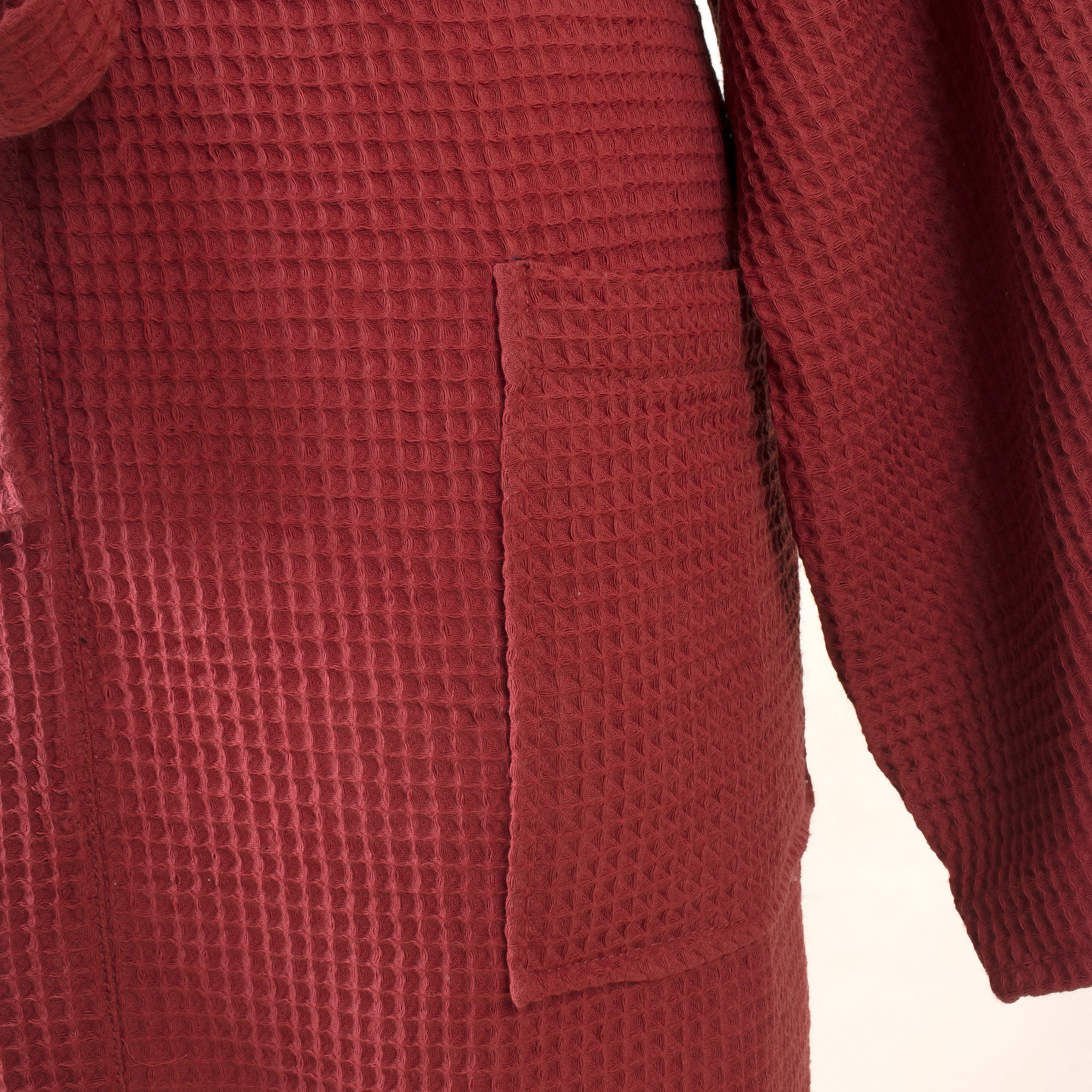 Organic Solid Indian Cotton Waffle Bathrobes with Pockets - Image 5