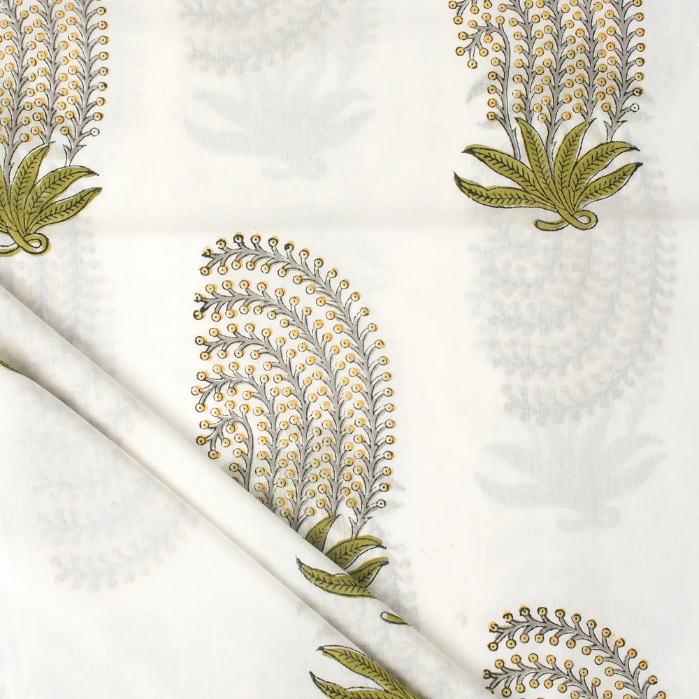 Luxury Leaf Hand Block Print Fabric
