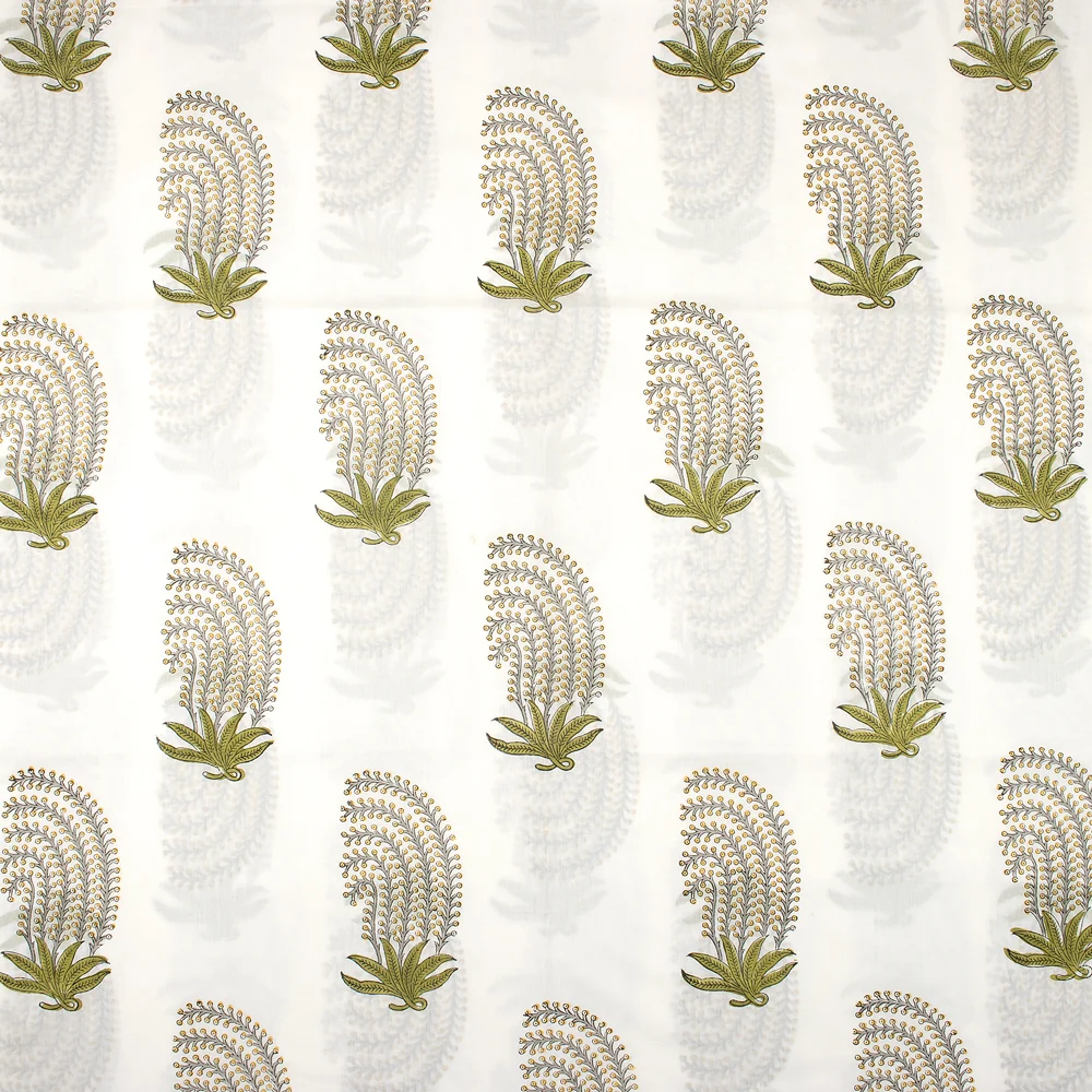 Luxury Leaf Hand Block Print Fabric - Image 2