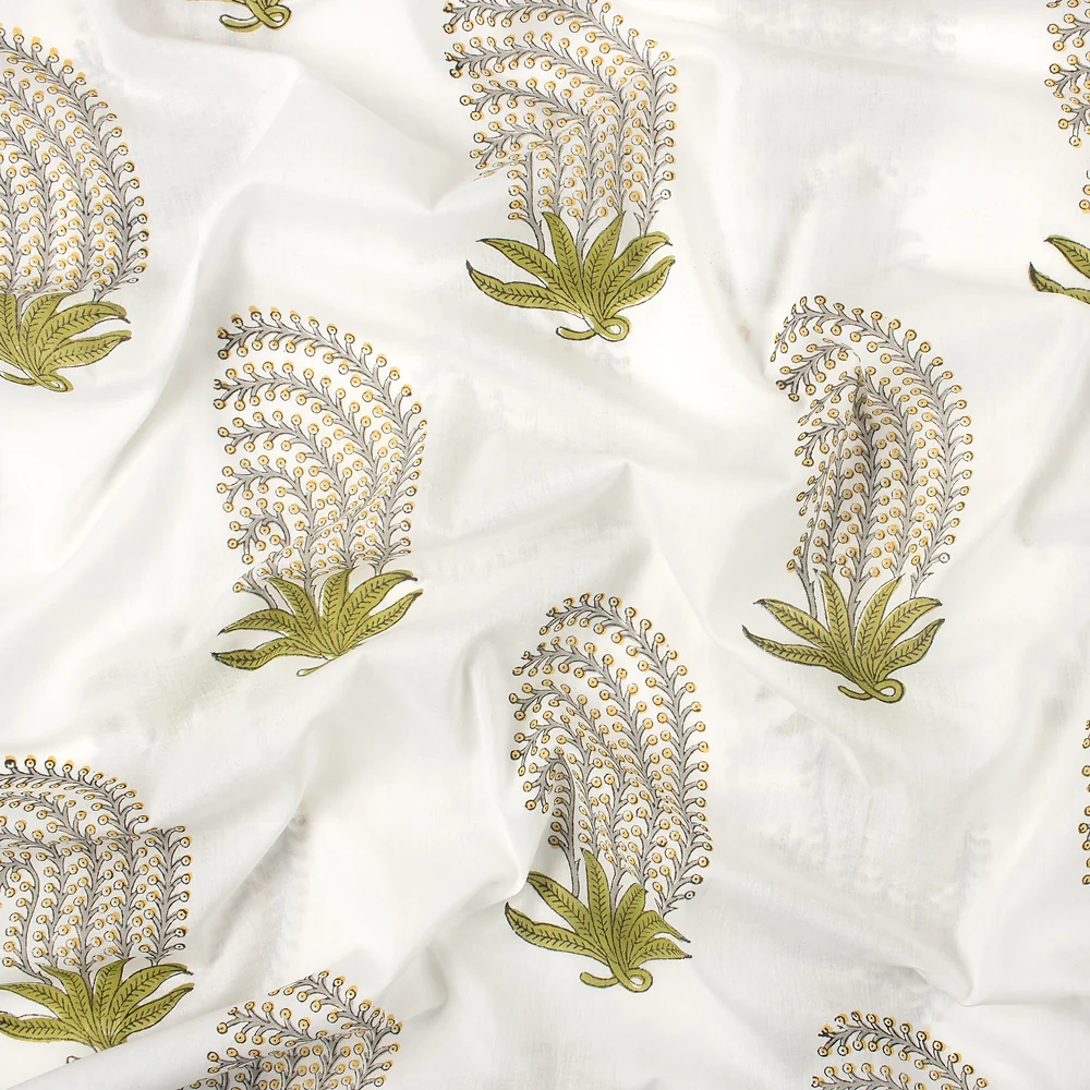 Luxury Leaf Hand Block Print Fabric - Image 4