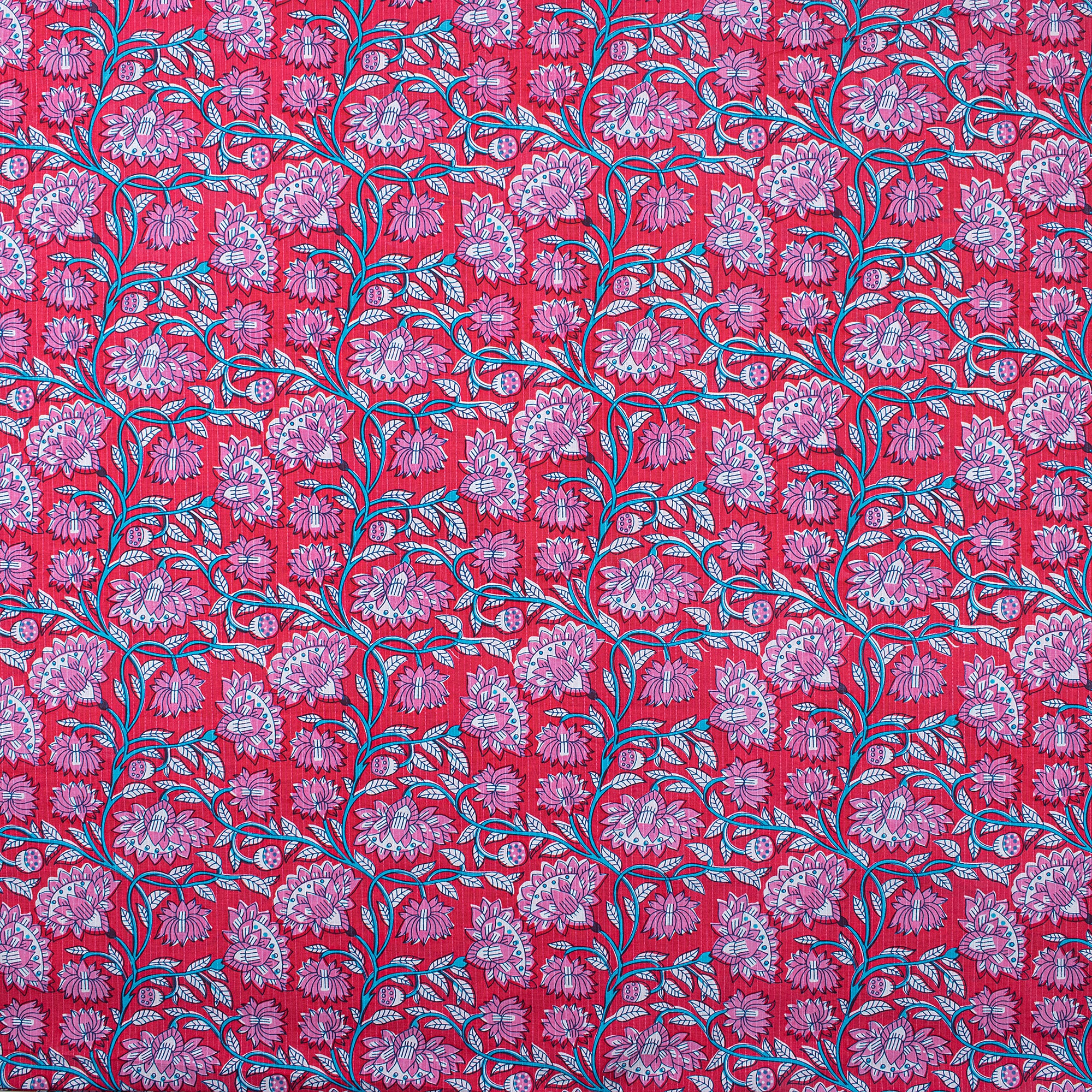 Luxury Handmade Floral Print Pure Kantha Mud Block Fabric - Image 2