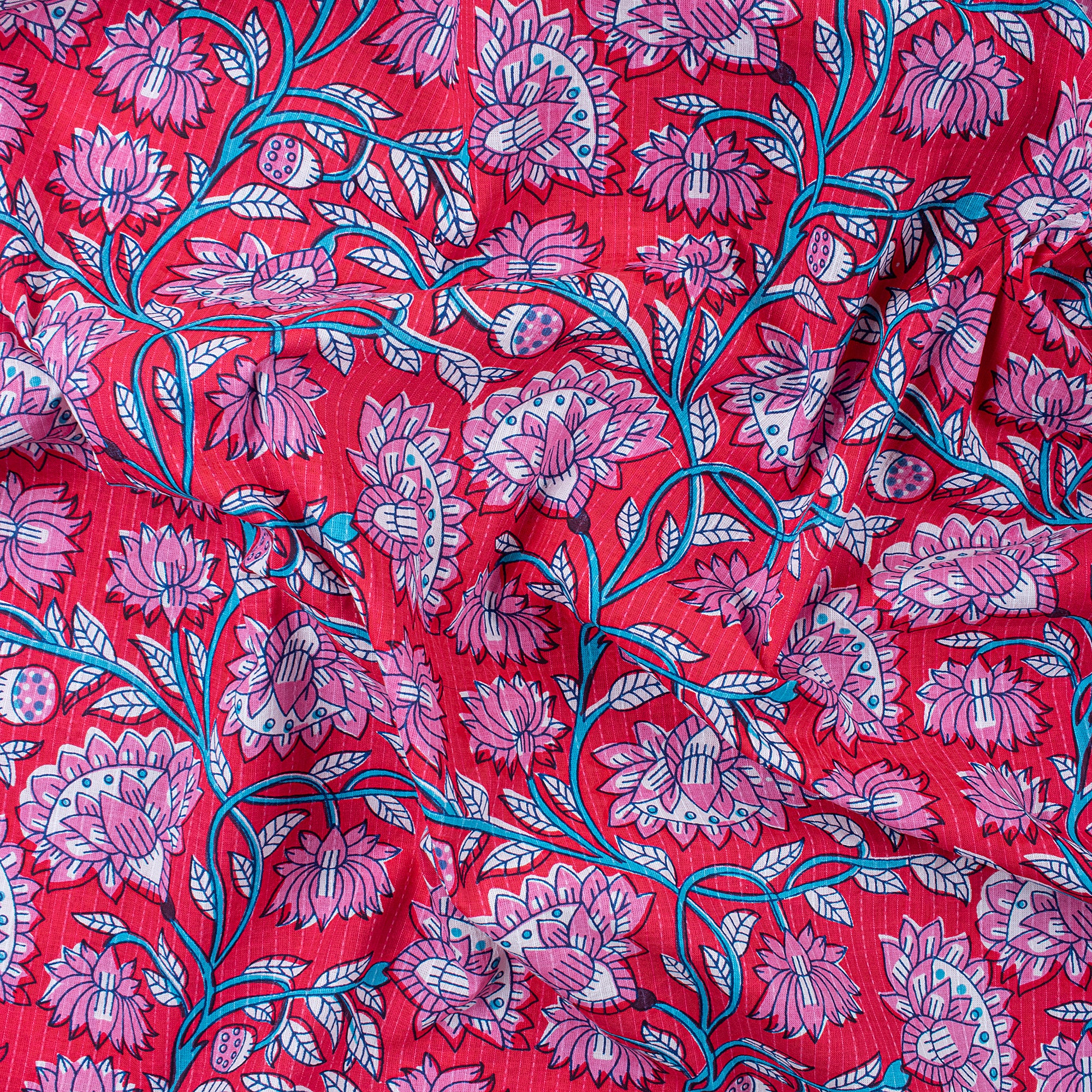 Luxury Handmade Floral Print Pure Kantha Mud Block Fabric - Image 5