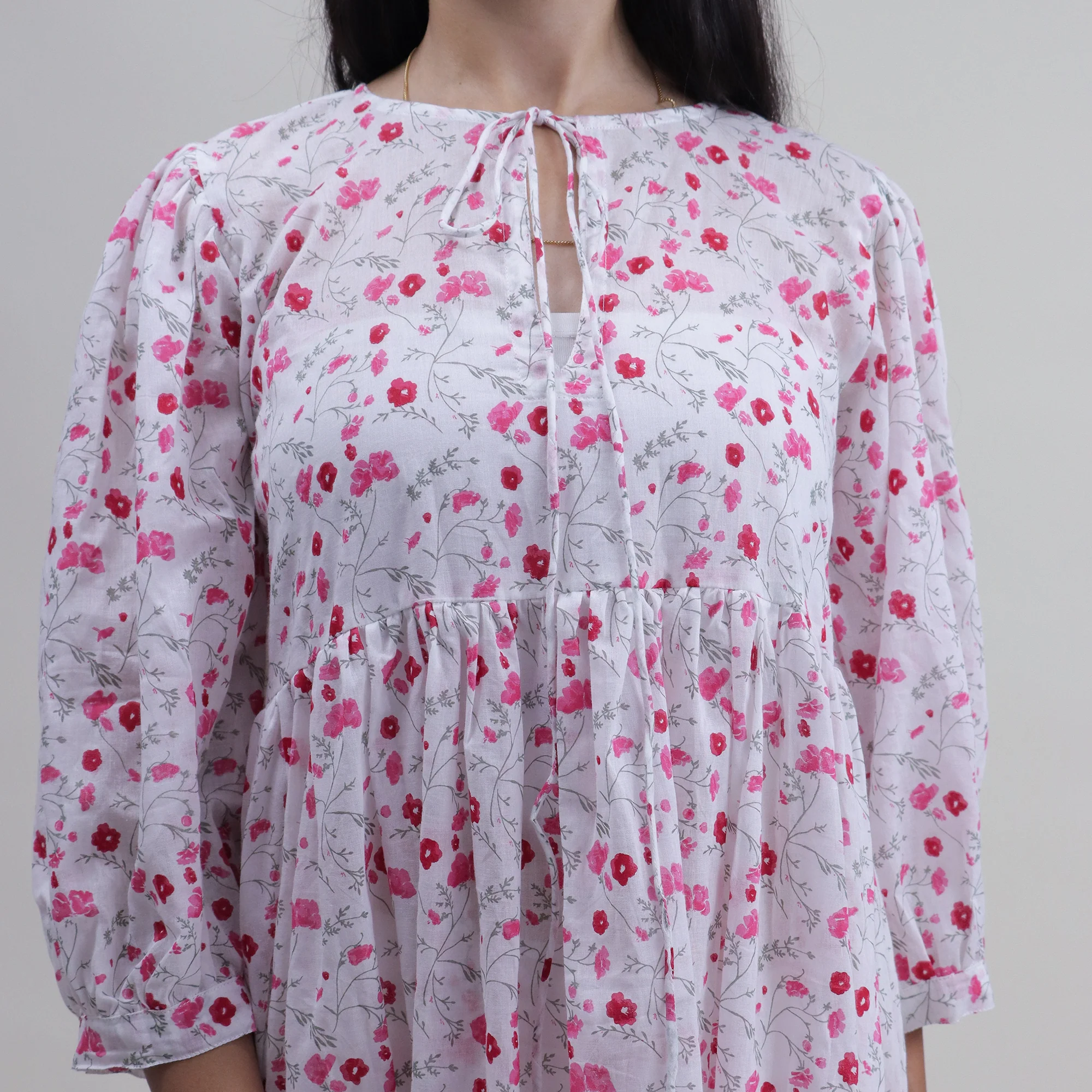 Floral Printed Cotton Modern Women's Midi Dress - Image 5
