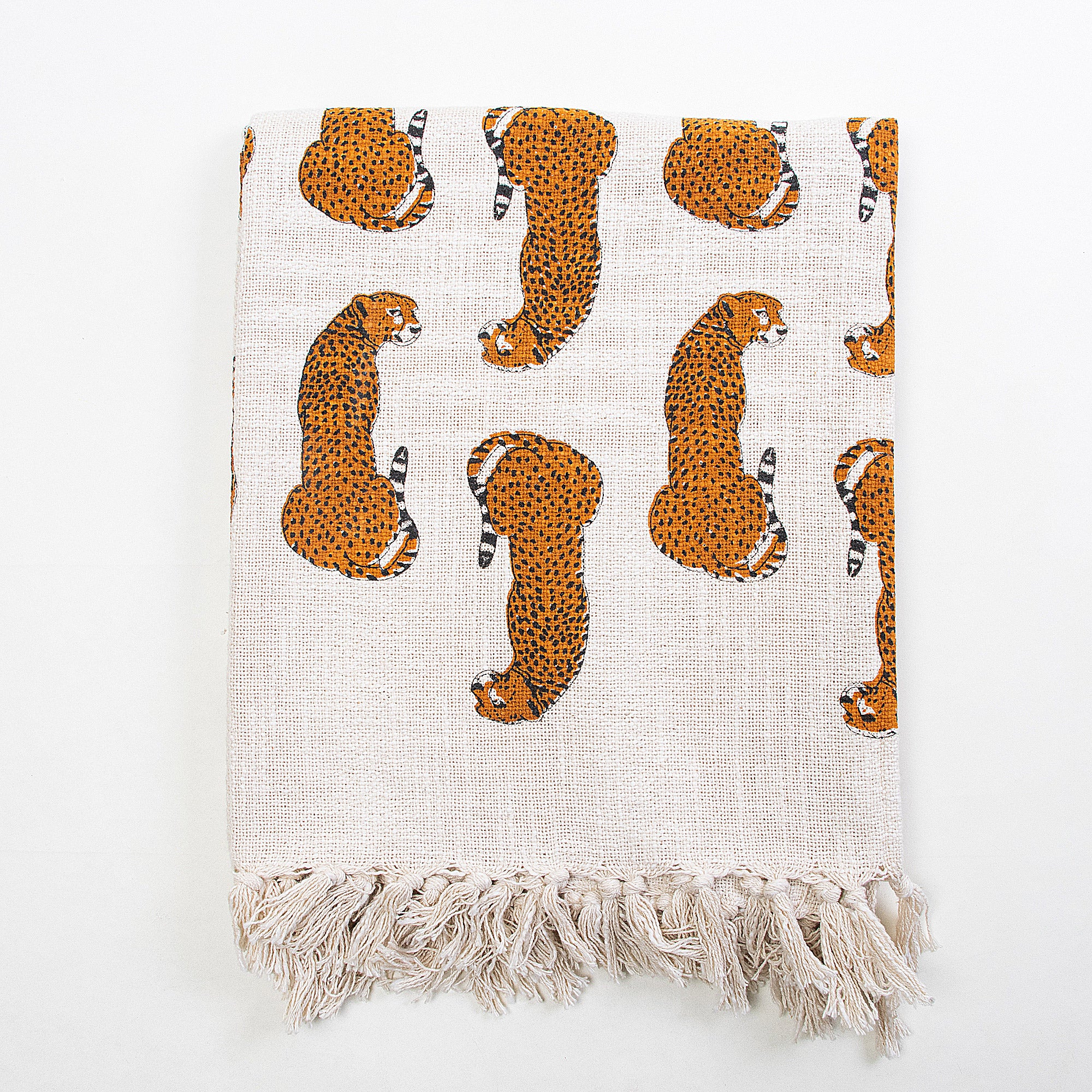 Animal Print Indian Block Printed Pure Cotton Throw Blanket - Image 3
