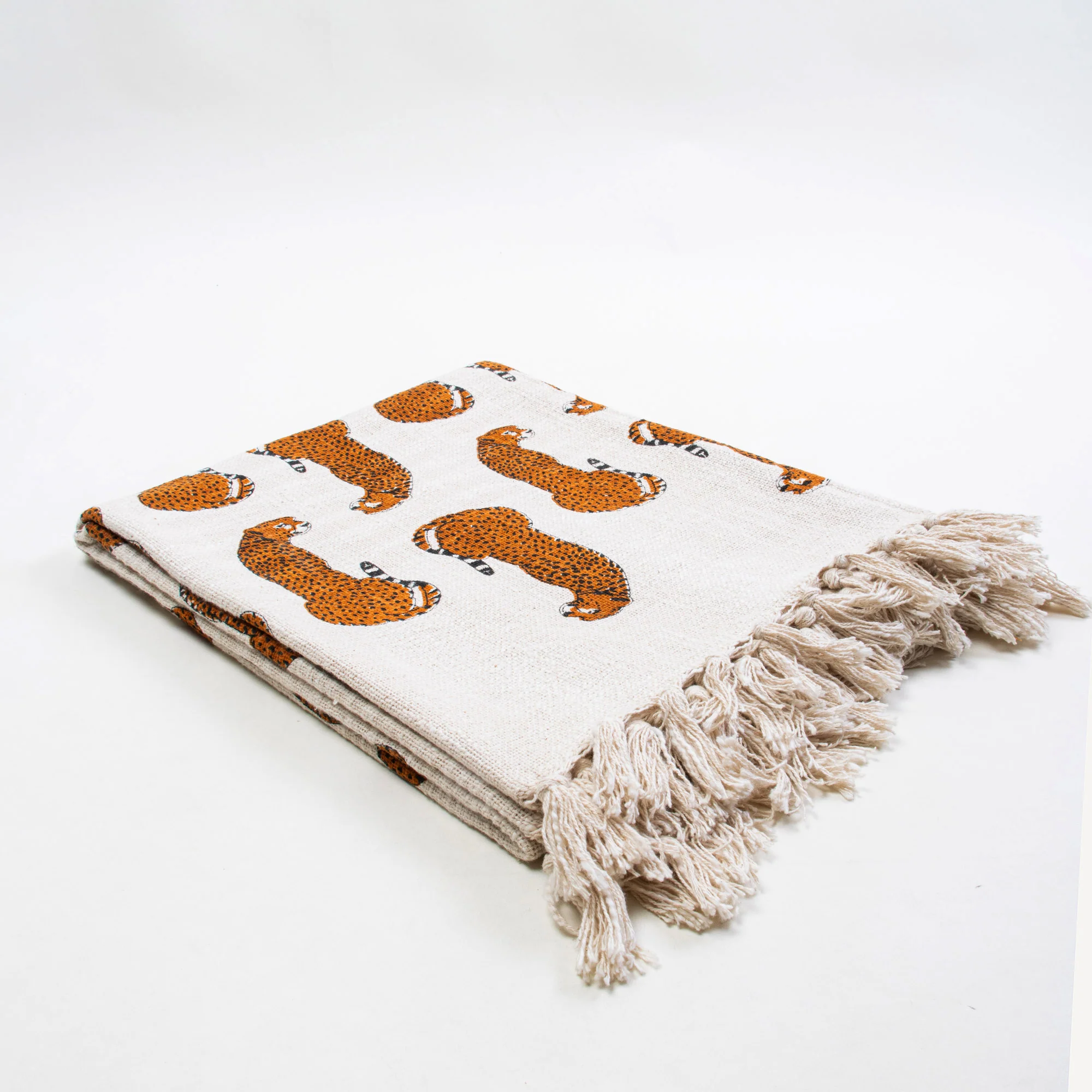 Animal Print Indian Block Printed Pure Cotton Throw Blanket - Image 4
