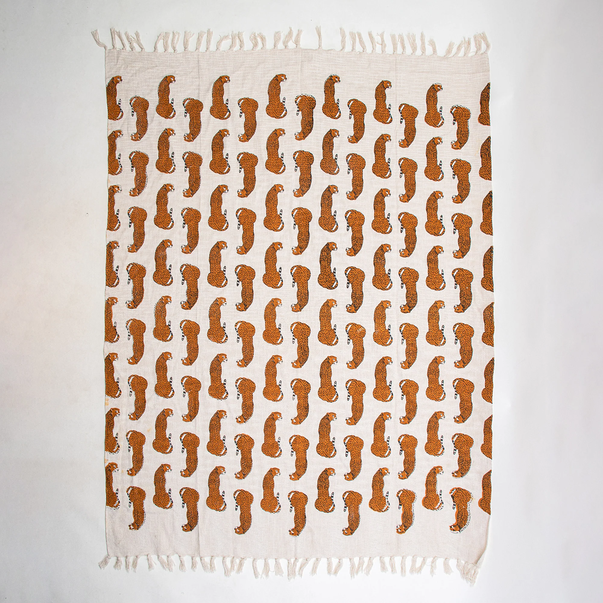 Animal Print Indian Block Printed Pure Cotton Throw Blanket - Image 5