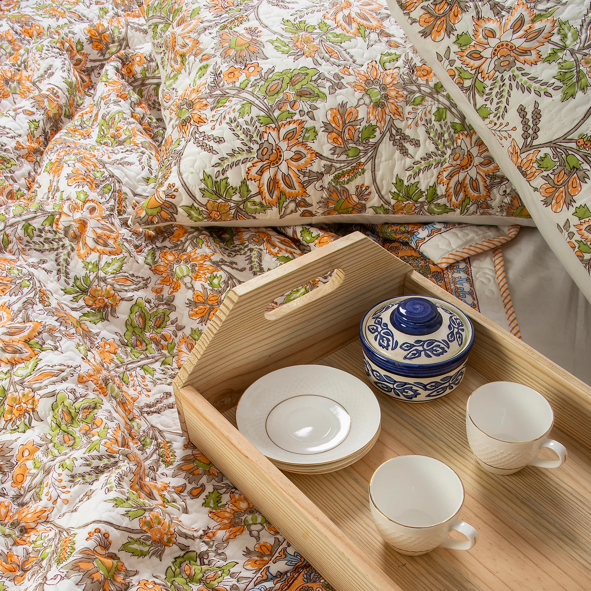 Cotton Machine Quilt Blanket Stunning Floral - Image 3