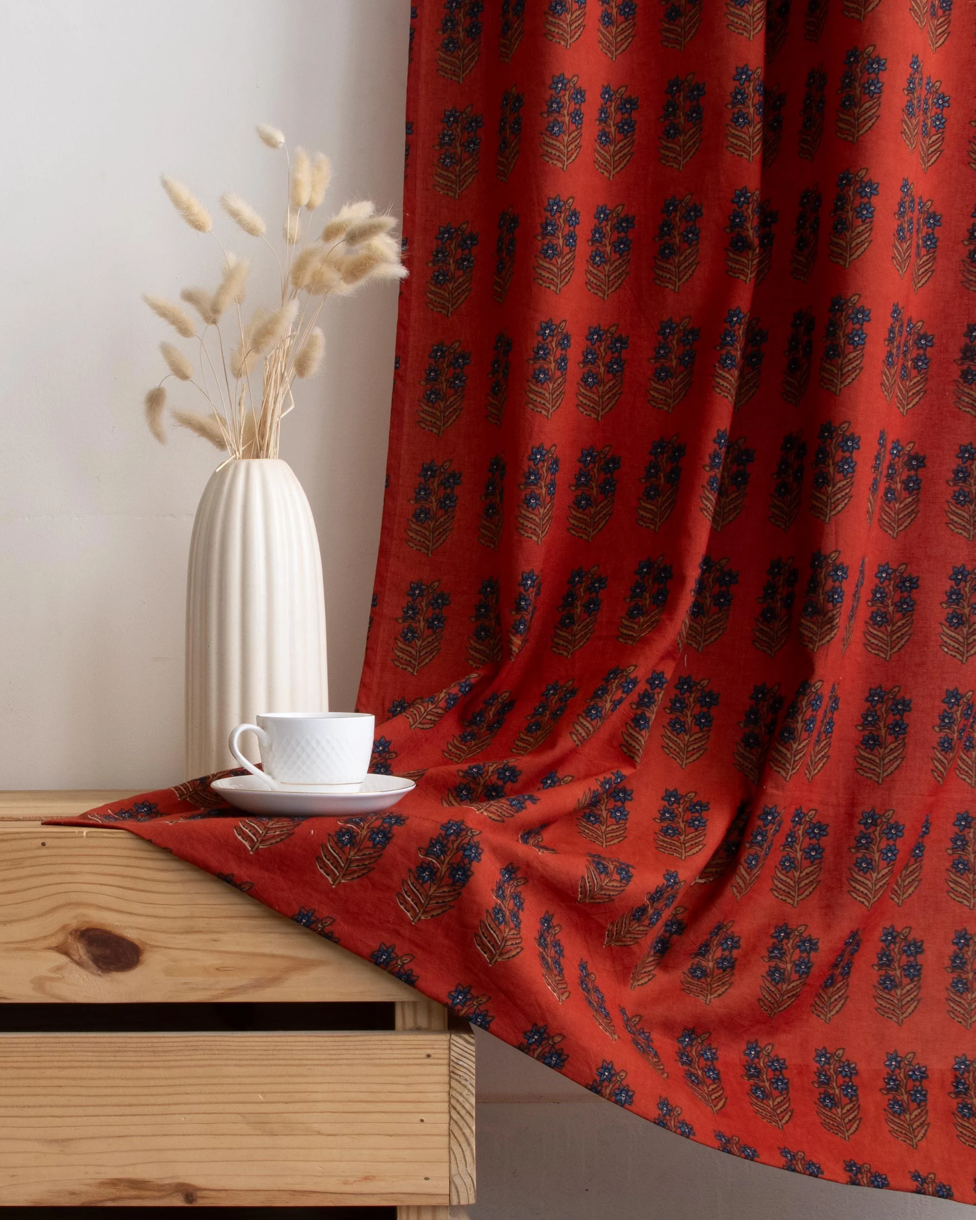 Marigold Block Printed Organic Cotton Curtains - Image 4