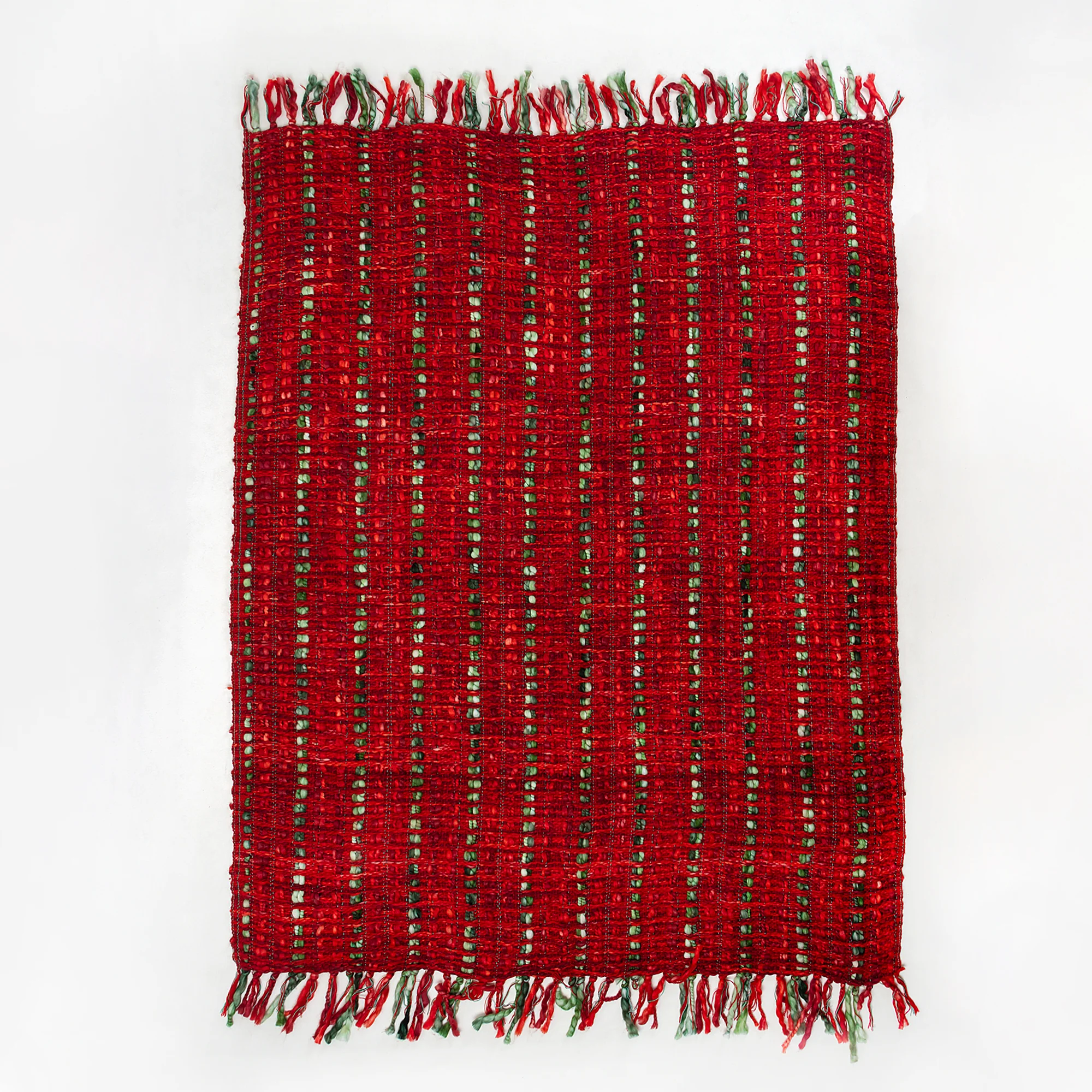 Red Handmade Cotton Sofa Acrylic Throws Blanket - Image 3