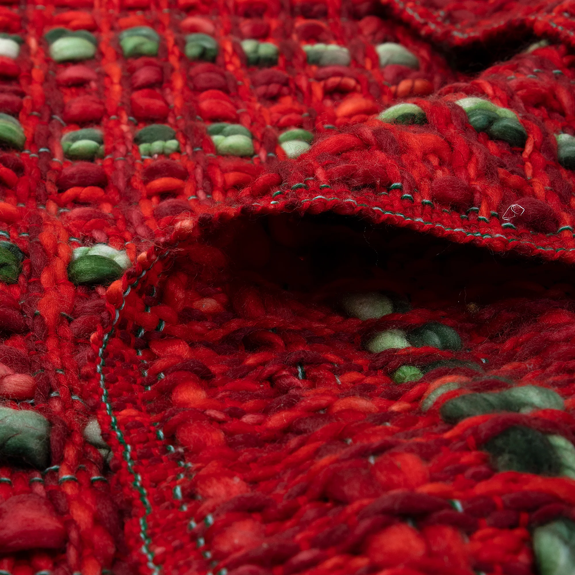 Red Handmade Cotton Sofa Acrylic Throws Blanket - Image 5