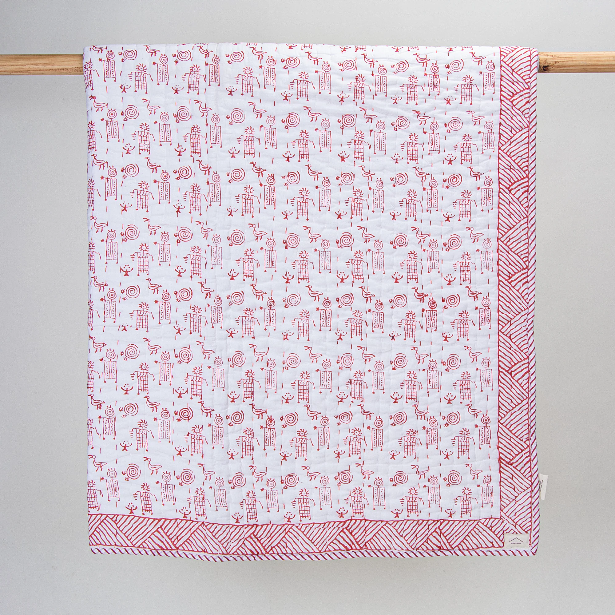 Traditional Block Printed Pure Cotton Indian Cute Baby Blanket - Image 2