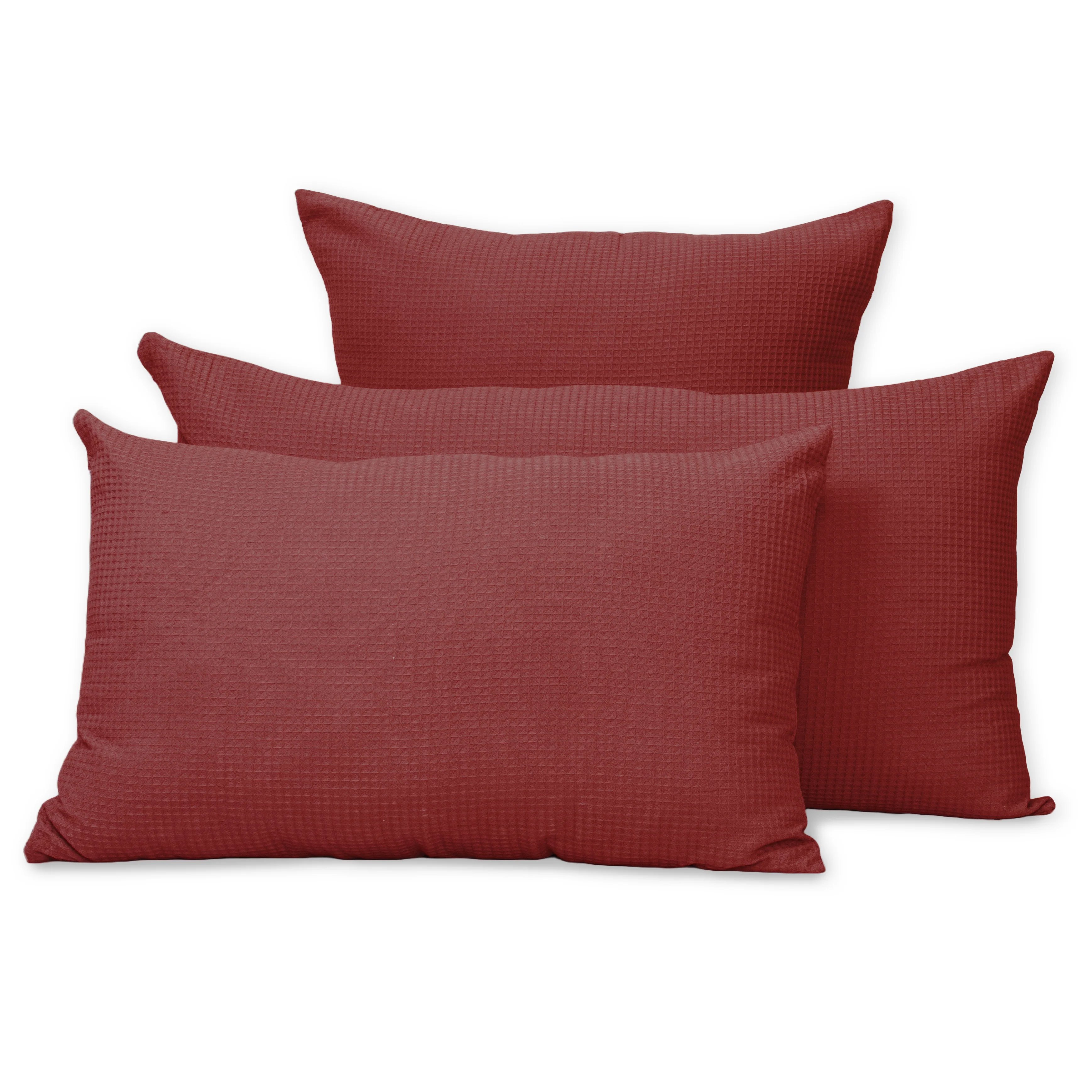 Maroon organic Cotton Waffle Cushion Cover For Couch - Image 3