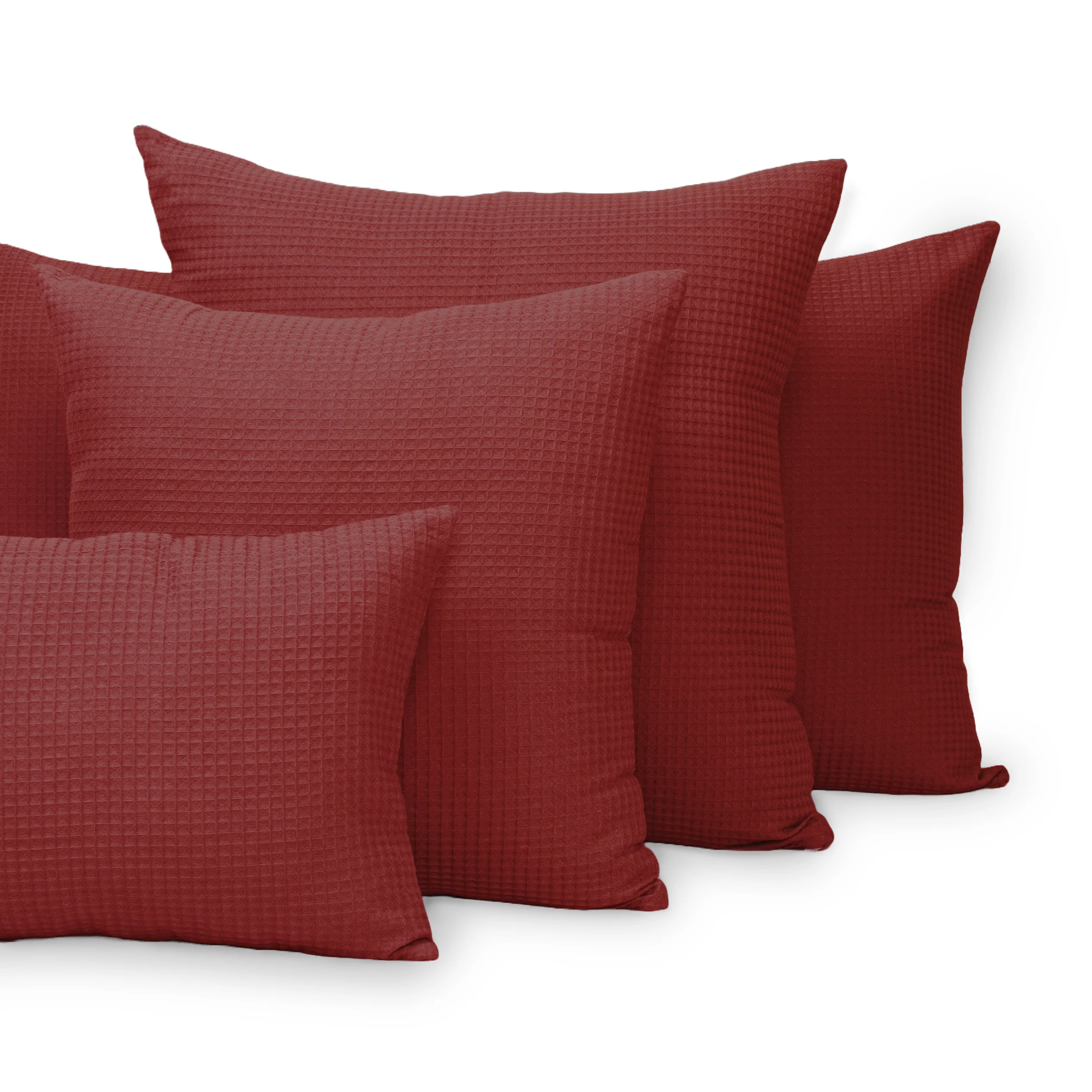 Maroon organic Cotton Waffle Cushion Cover For Couch - Image 4