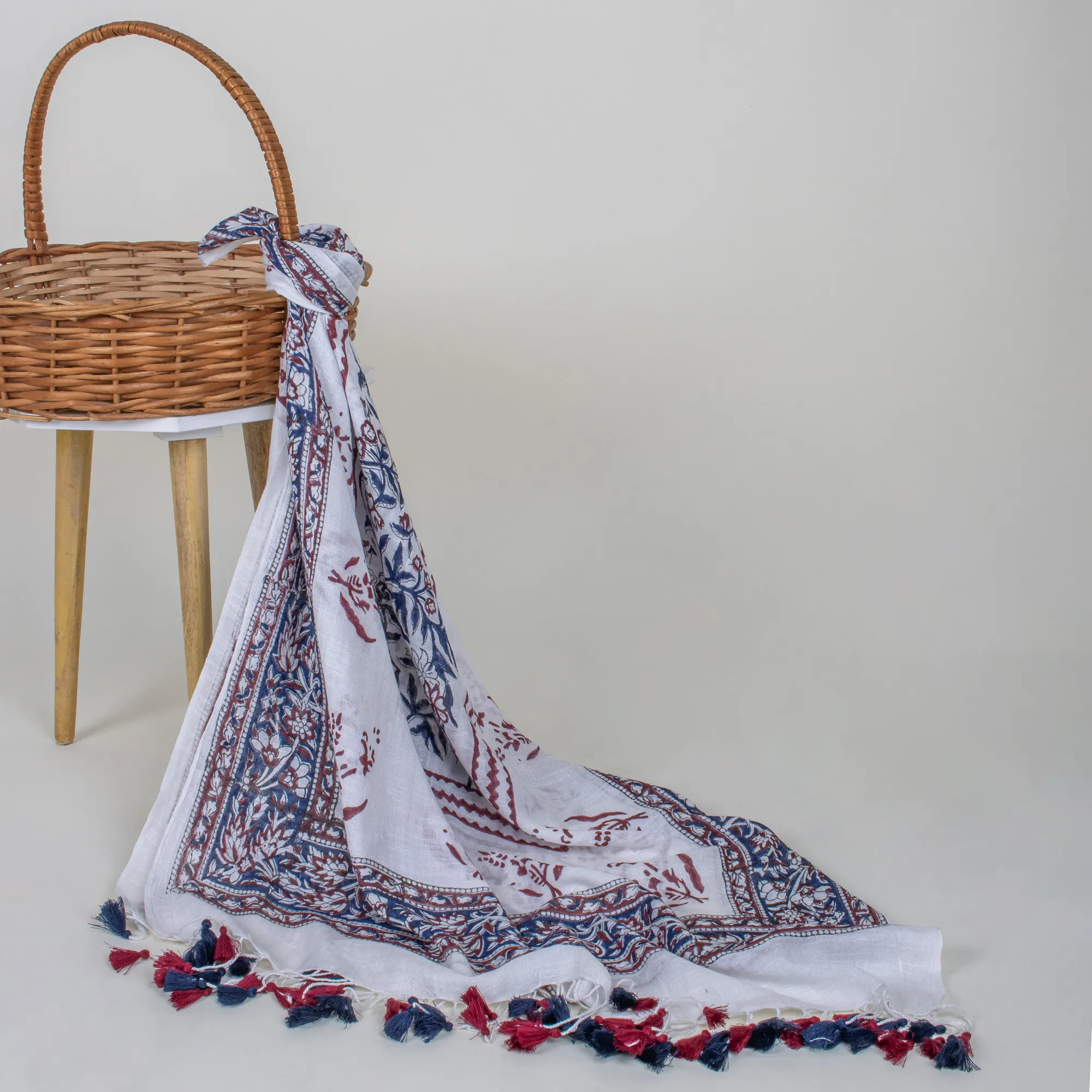Handmade Indian Block Printed Women's Pure Cotton Scarves - Image 6